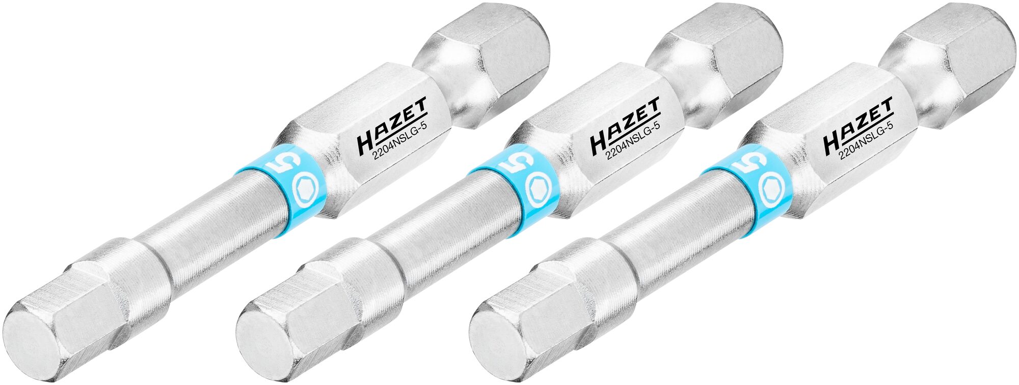 HAZET Bit 2204NSLG-5/3 · 1/4 inch (6,3 mm) zeskant massief · Binnen-zeskant-profiel · 3-delig · SW 5 mm