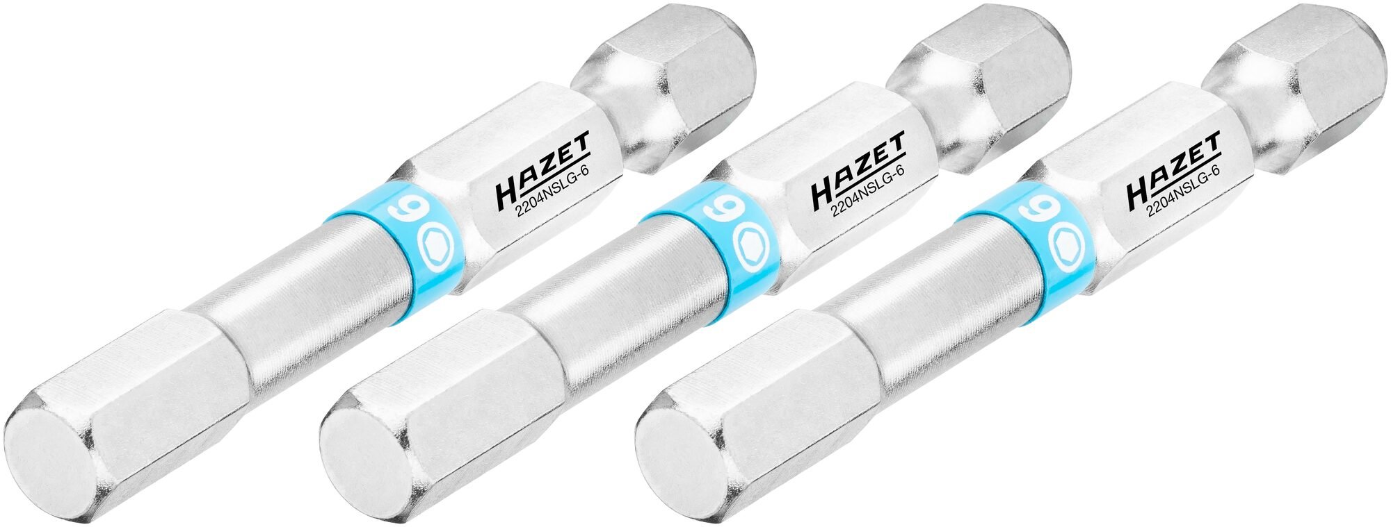 HAZET Bit 2204NSLG-6/3 · 1/4 inch (6,3 mm) zeskant massief · Binnen-zeskant-profiel · 3-delig · SW 6 mm