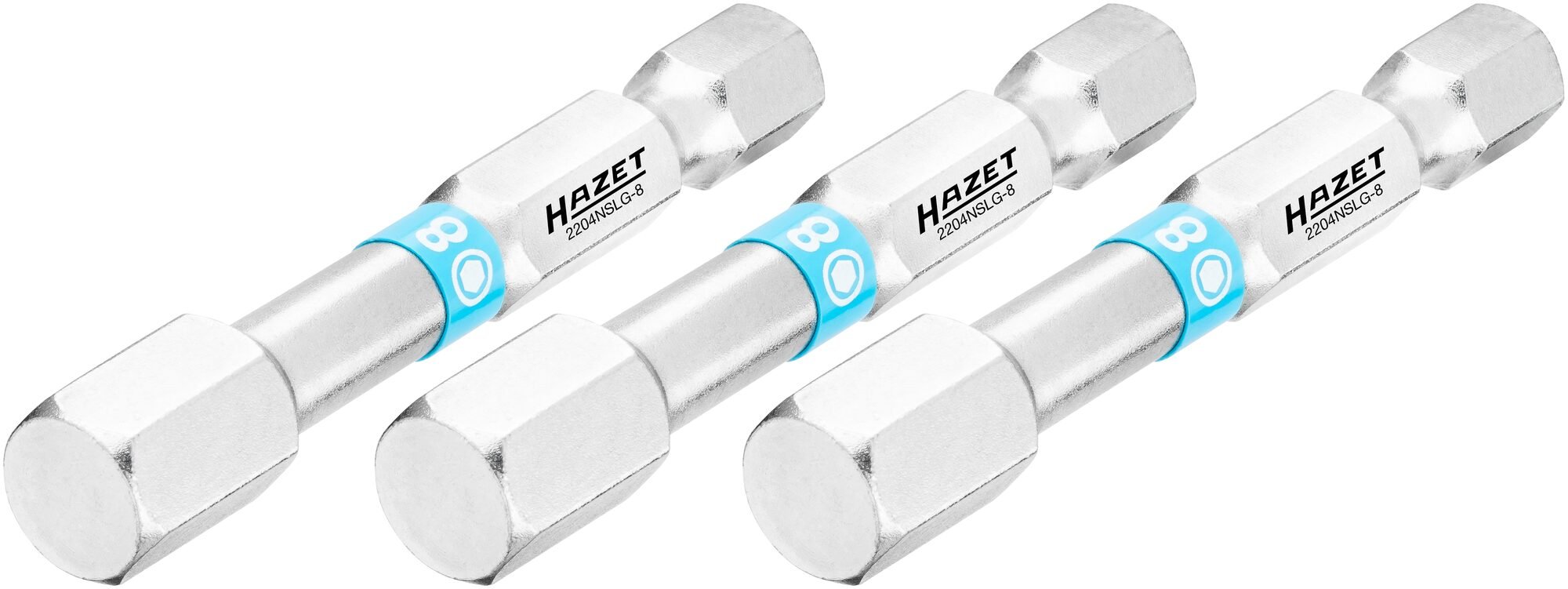 HAZET Bit 2204NSLG-8/3 · 1/4 inch (6,3 mm) zeskant massief · Binnen-zeskant-profiel · 3-delig · SW 8 mm