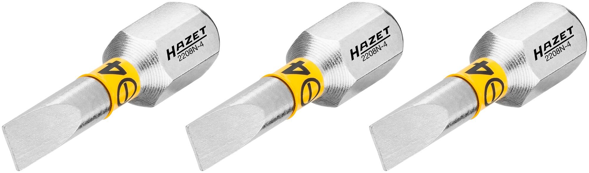 HAZET Bit 2208N-4/3 · 1/4 inch (6,3 mm) zeskant massief · Sleufprofiel · 3-delig · SW 0,5 x 4 mm