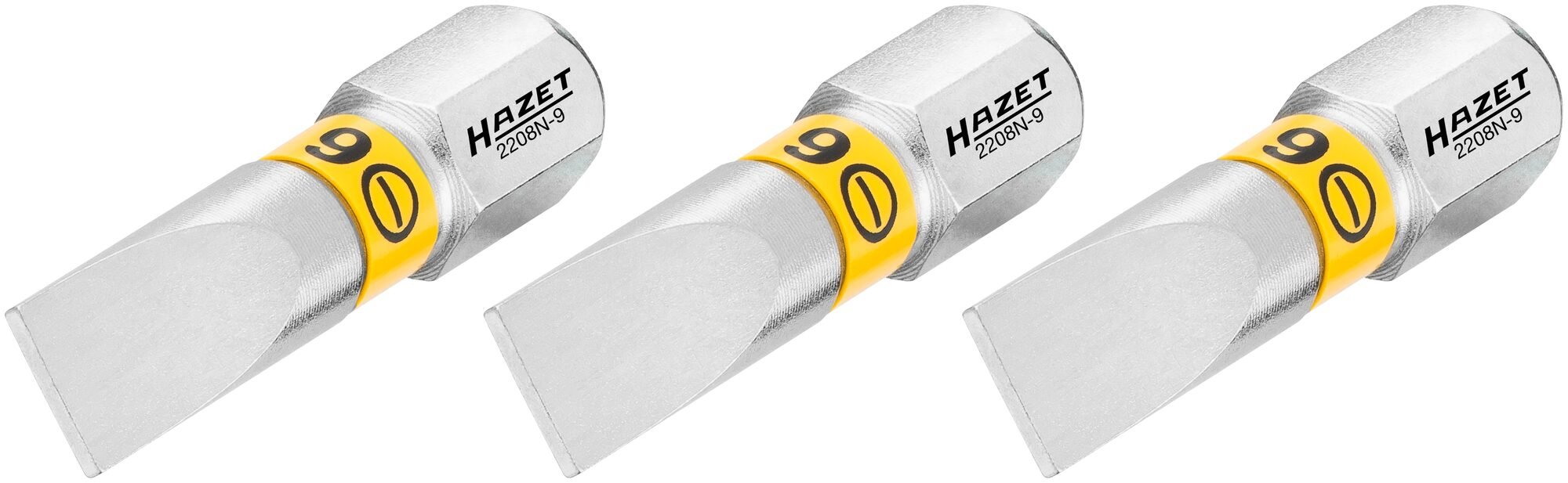 HAZET Bit 2208N-9/3 · 1/4 inch (6,3 mm) zeskant massief · Sleufprofiel · 3-delig · SW 1 x 6 mm