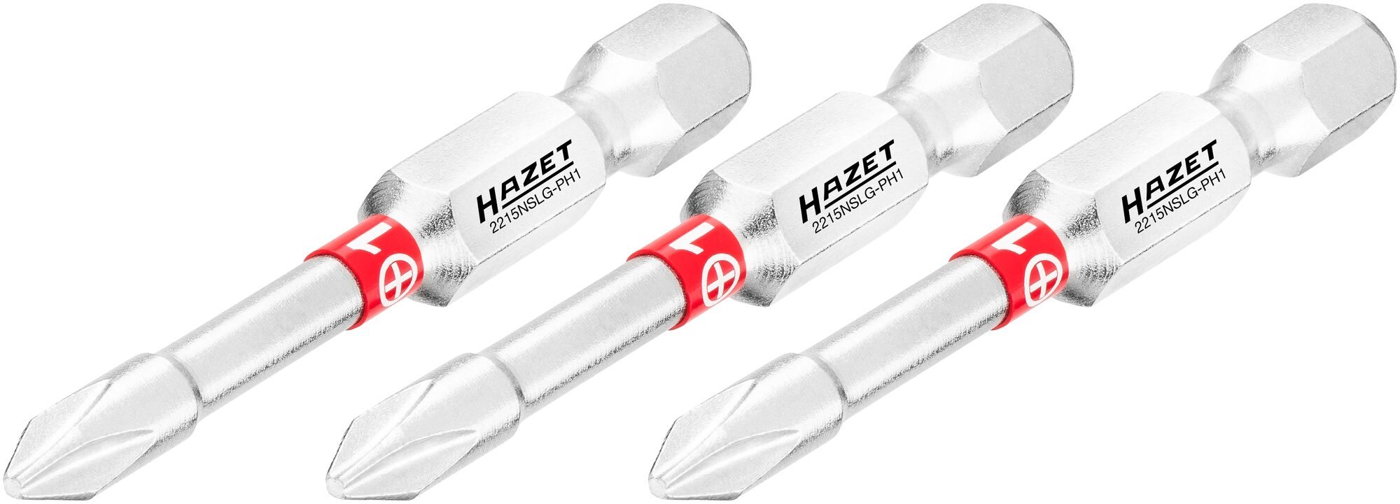 HAZET Bit 2215NSLG-PH1/3 · 1/4 inch (6,3 mm) zeskant massief · Kruiskop profiel PH · 3-delig · SW PH1