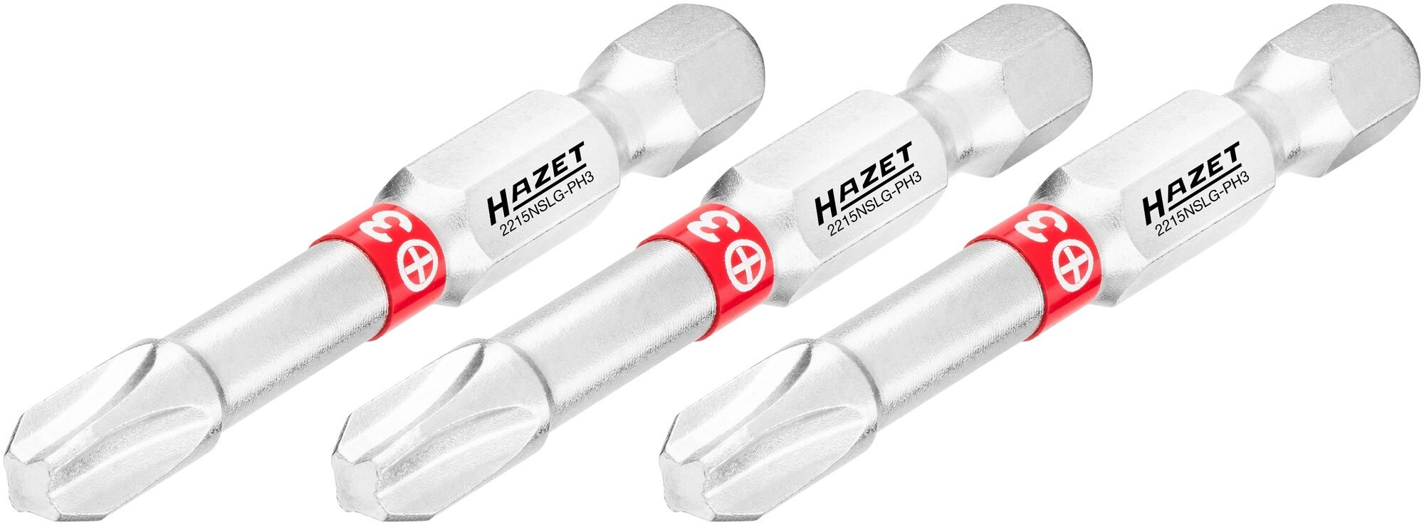 HAZET Bit 2215NSLG-PH3/3 · 1/4 inch (6,3 mm) zeskant massief · Kruiskop profiel PH · 3-delig · SW PH3