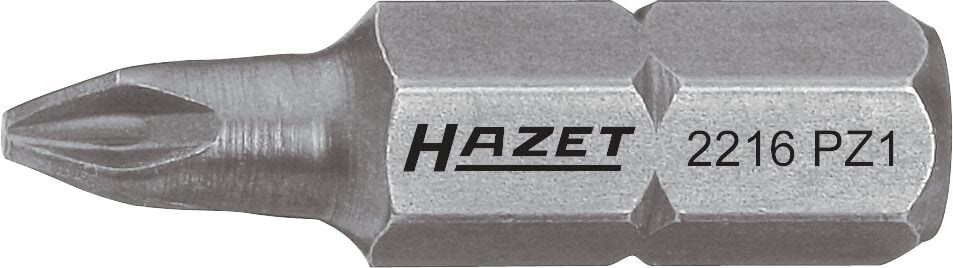 HAZET Bit 2216-PZ1 · 1/4 inch (6,3 mm) zeskant massief · Pozidriv-profiel PZ · SW PZ1