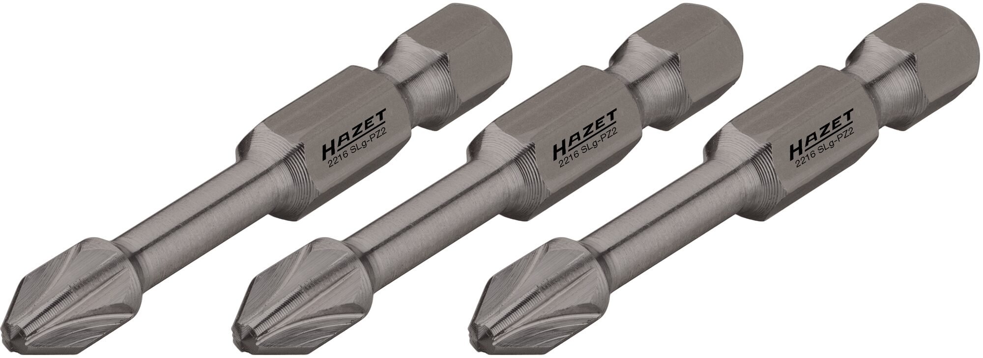 HAZET Krachttorsiebits 2216SLG-PZ3/3 · 1/4 inch (6,3 mm) zeskant massief · Pozidriv-profiel PZ · 3-delig · SW PZ3