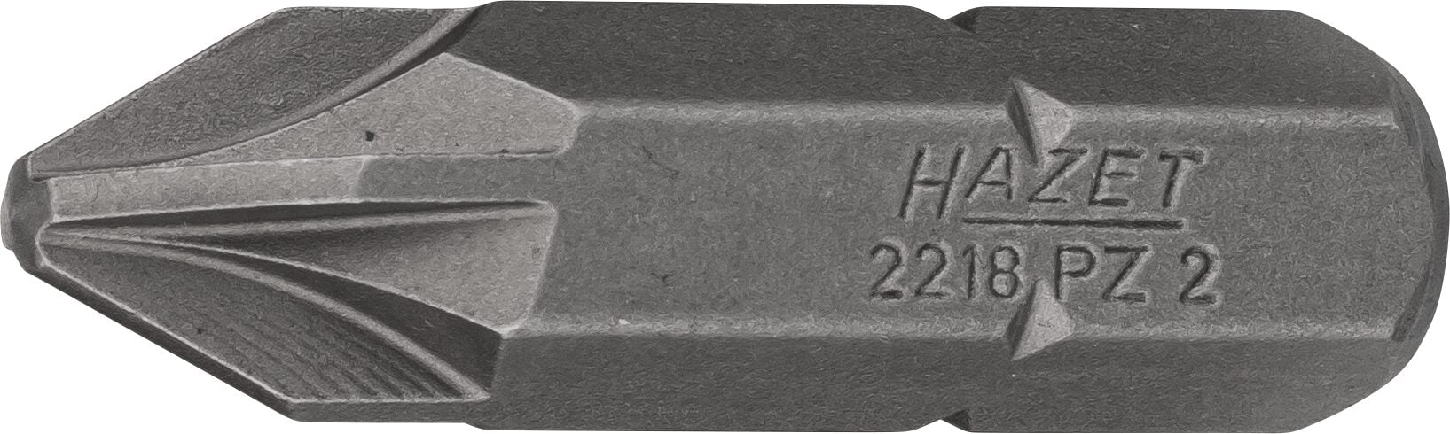 HAZET Bit 2218-PZ2 · 5/16 inch (8 mm) zeskant massief · Pozidriv-profiel PZ · SW PZ2