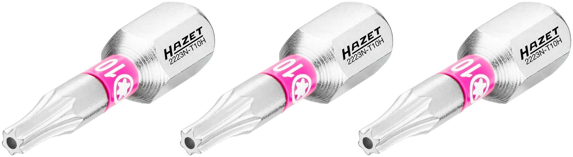 HAZET Bit 2223N-T10H/3 · 1/4 inch (6,3 mm) zeskant massief · Tamper resistant TORX®-profiel · 3-delig · SW T10H