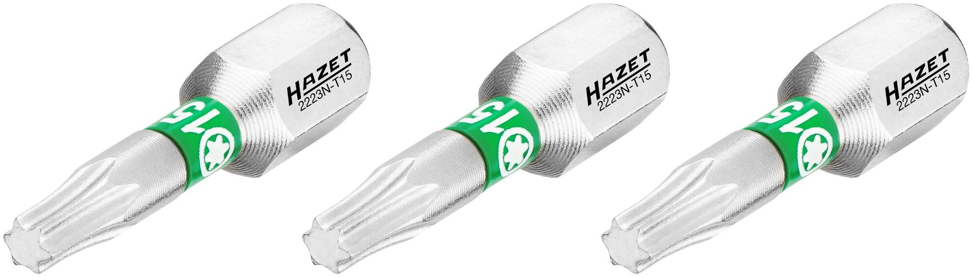 HAZET Bit 2223N-T15/3 · 1/4 inch (6,3 mm) zeskant massief · Binnen-TORX®-profiel · 3-delig · SW T15