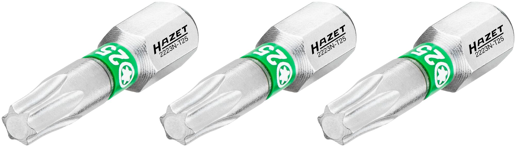 HAZET Bit 2223N-T25/3 · 1/4 inch (6,3 mm) zeskant massief · Binnen-TORX®-profiel · 3-delig · SW T25