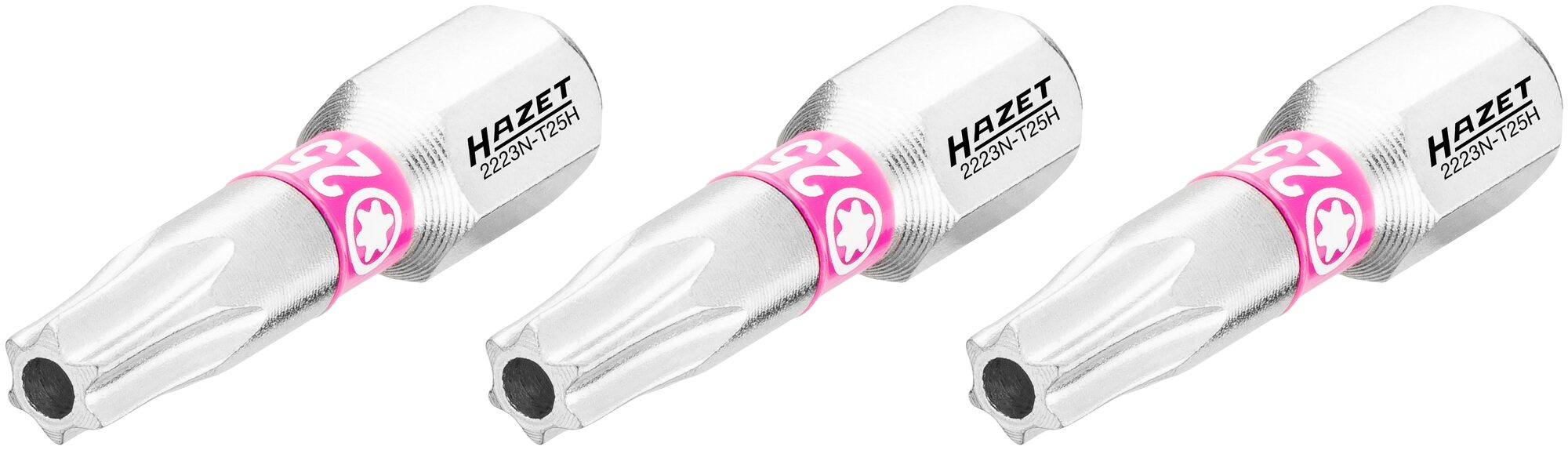 HAZET Bit 2223N-T25H/3 · 1/4 inch (6,3 mm) zeskant massief · Tamper resistant TORX®-profiel · 3-delig · SW T25H