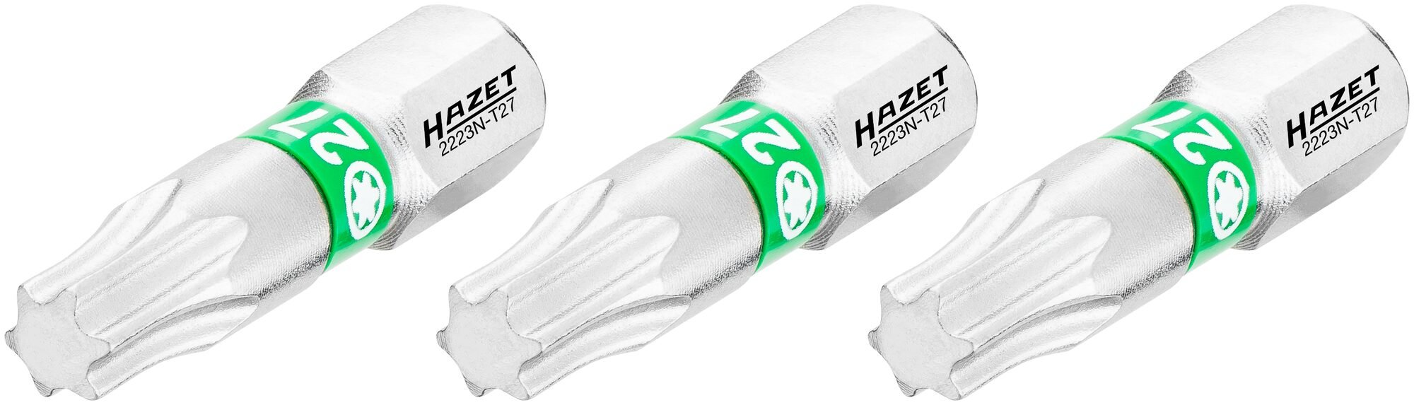 HAZET Bit 2223N-T27/3 · 1/4 inch (6,3 mm) zeskant massief · Binnen-TORX®-profiel · 3-delig · SW T27