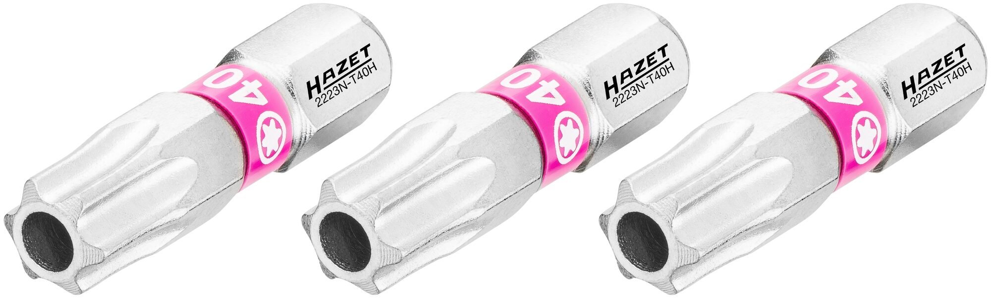 HAZET Bit 2223N-T40H/3 · 1/4 inch (6,3 mm) zeskant massief · Tamper resistant TORX®-profiel · 3-delig · SW T40H
