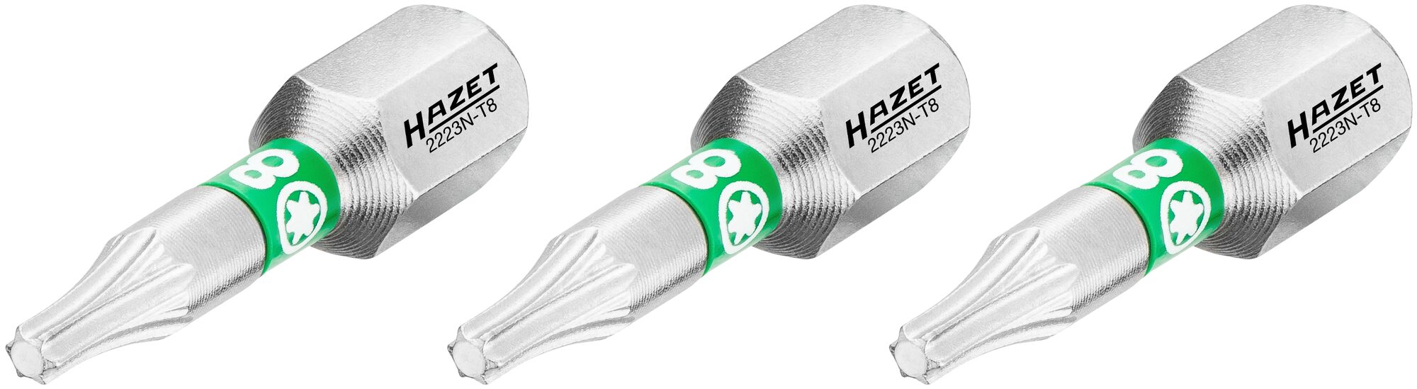 HAZET Bit 2223N-T8/3 · 1/4 inch (6,3 mm) zeskant massief · Binnen-TORX®-profiel · 3-delig · SW T8