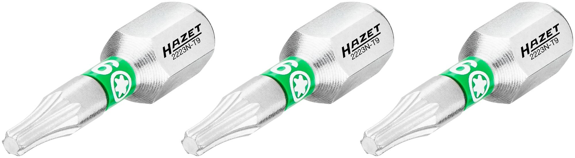 HAZET Bit 2223N-T9/3 · 1/4 inch (6,3 mm) zeskant massief · Binnen-TORX®-profiel · 3-delig · SW T9
