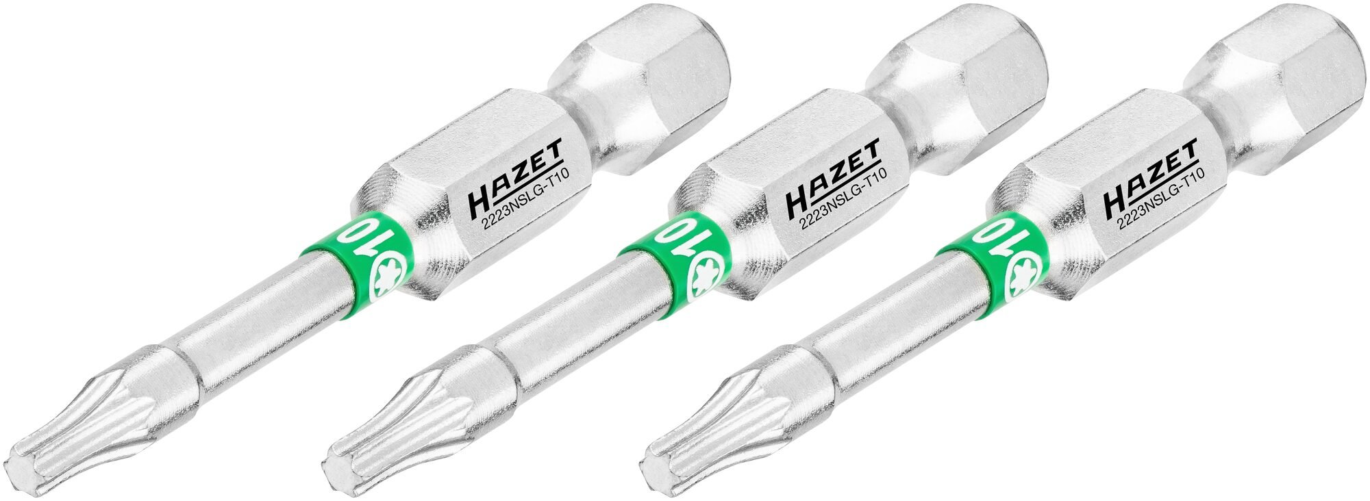 HAZET Bit 2223NSLG-T10/3 · 1/4 inch (6,3 mm) zeskant massief · Binnen-TORX®-profiel · 3-delig · SW T10