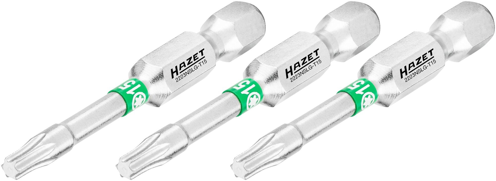 HAZET Bit 2223NSLG-T15/3 · 1/4 inch (6,3 mm) zeskant massief · Binnen-TORX®-profiel · 3-delig · SW T15