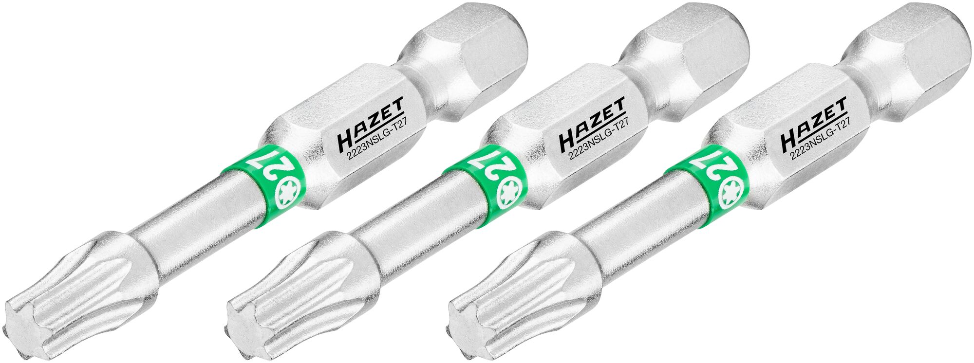 HAZET Bit 2223NSLG-T27/3 · 1/4 inch (6,3 mm) zeskant massief · Binnen-TORX®-profiel · 3-delig · SW T27