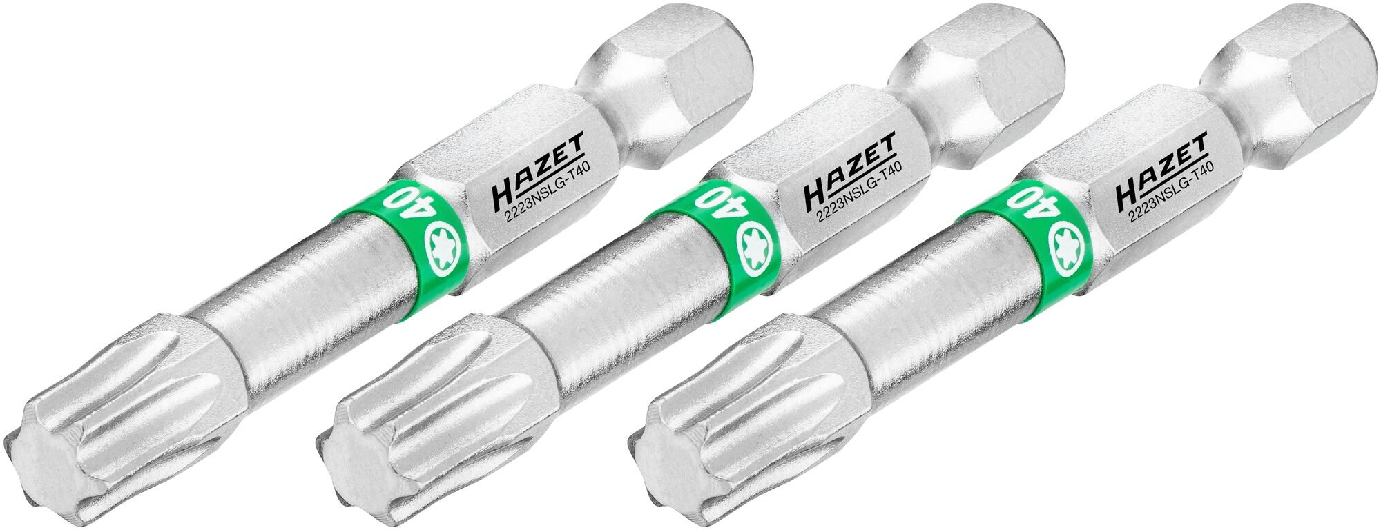 HAZET Bit 2223NSLG-T40/3 · 1/4 inch (6,3 mm) zeskant massief · Binnen-TORX®-profiel · 3-delig · SW T40
