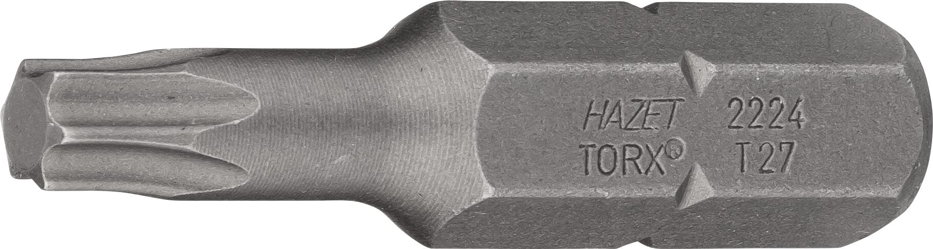 HAZET Bit 2224-T27 · 5/16 inch (8 mm) zeskant massief · Binnen-TORX®-profiel · SW T27