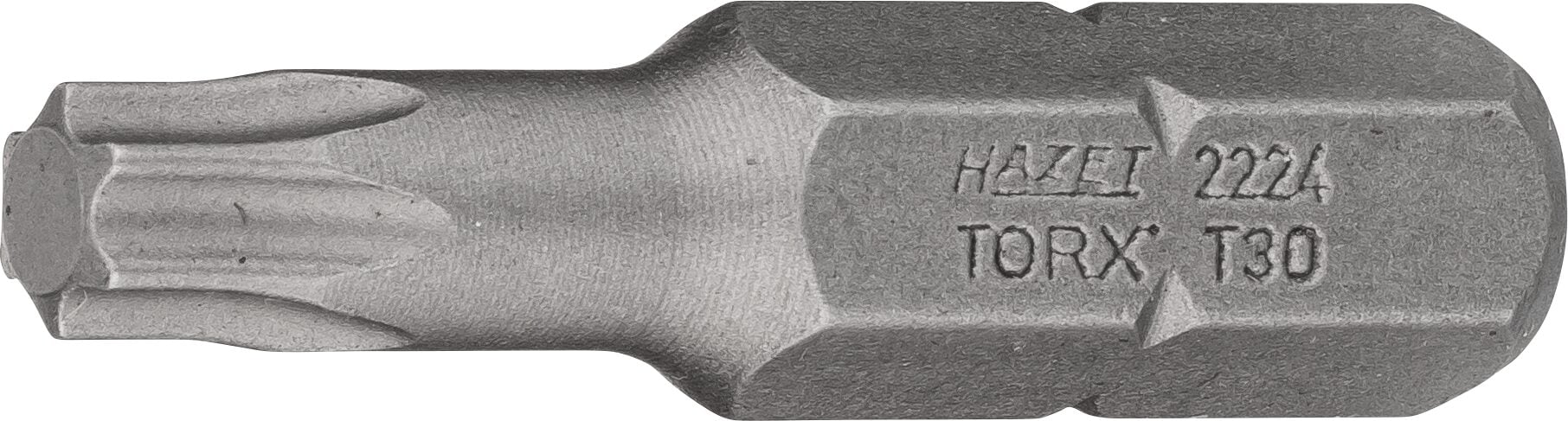 HAZET Bit 2224-T30 · 5/16 inch (8 mm) zeskant massief · Binnen-TORX®-profiel · SW T30