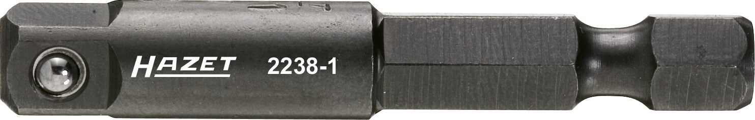 HAZET Adapter 2238-1 · 1/4 inch (6,3 mm) zeskant massief · 1/4 inch (6,3 mm) vierkant massief · Lengte: 50 mm