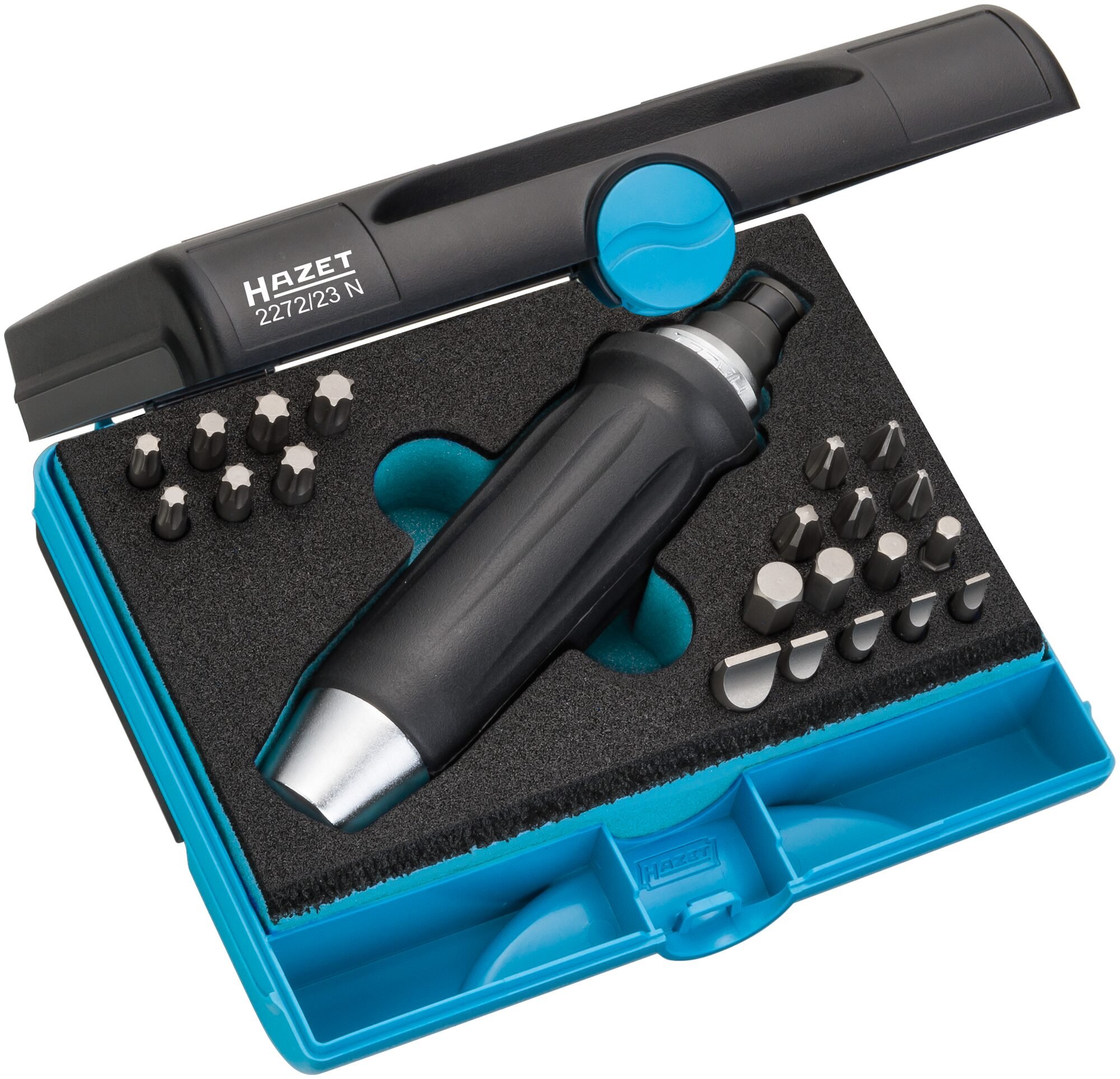 HAZET Slagschroevendraaierset (bits) 2272/23N | 5/16 inch (8 mm) zeskant massief | Kruiskop profiel PH, Binnen-zeskant-profiel, Sleufprofiel,