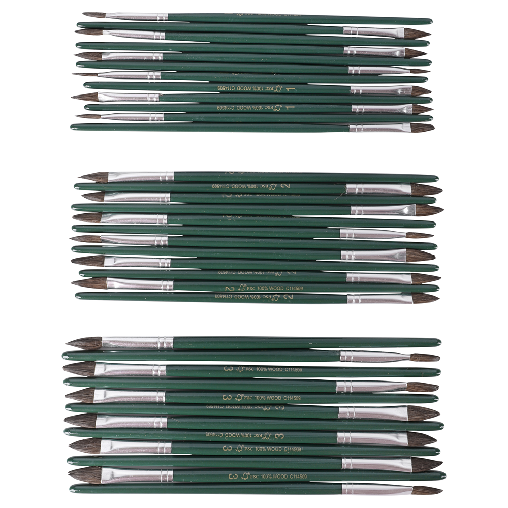 Copenhagen Pro Autolakpenselen Set | Maat 1-2-3 | Pony haar | FSC groen gelakte houten steel | 36 delig - 23.149.61