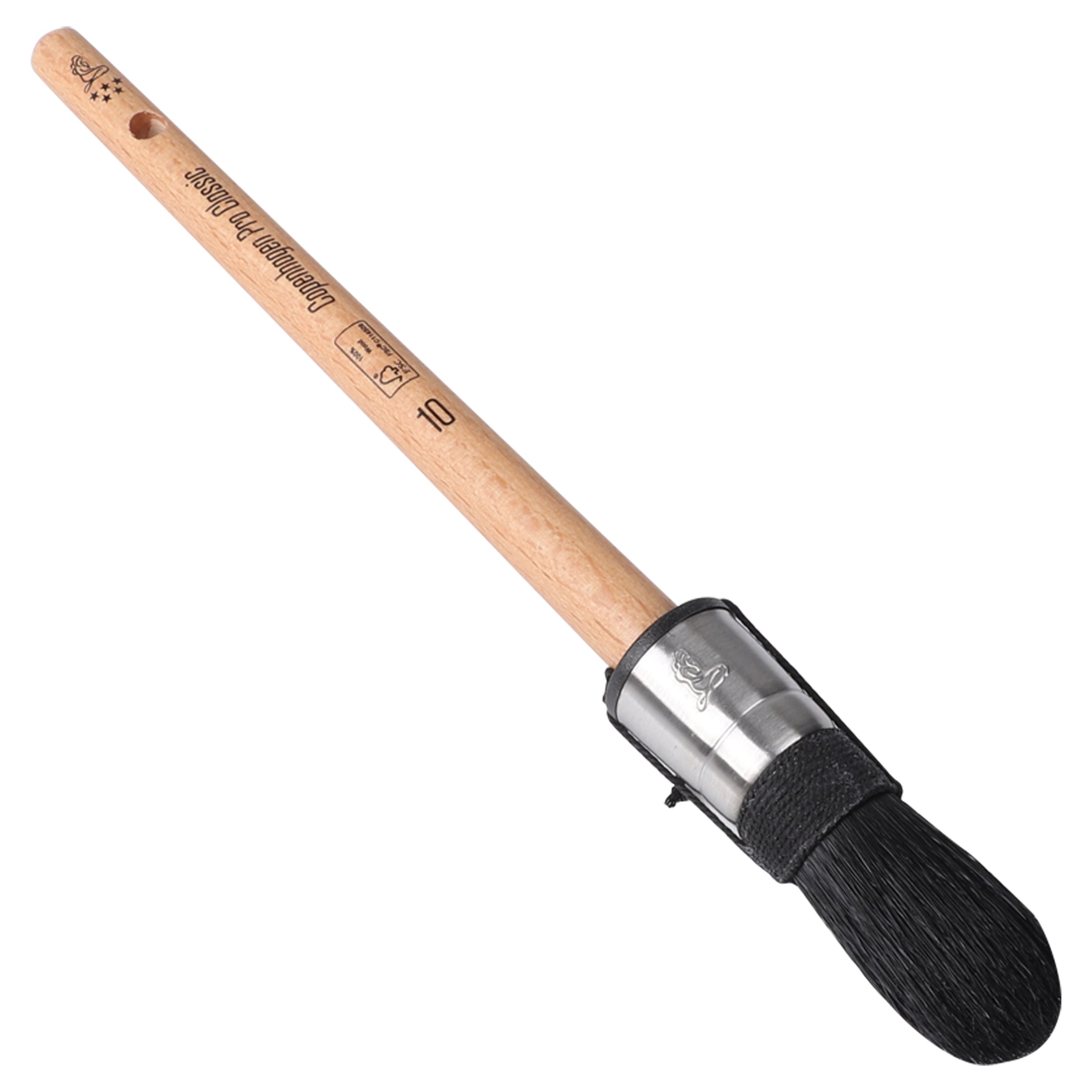 Copenhagen Pro Classic patentpuntkwast - maat 10 - zwart Chinees varkenshaar - FSC houten steel - 23.102.10