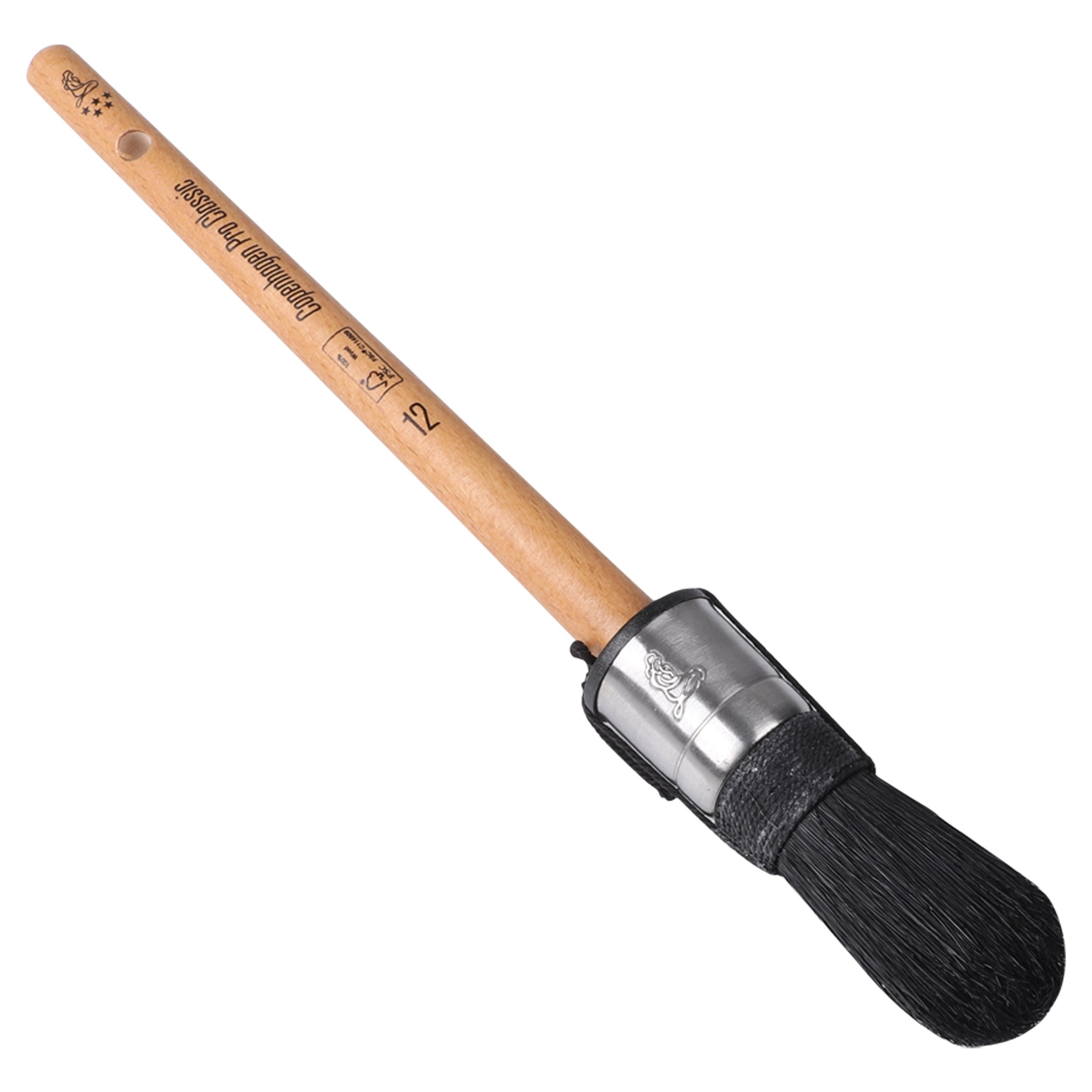 Copenhagen Pro Classic patentpuntkwast - maat 12 - zwart Chinees varkenshaar - FSC houten steel - 23.102.12