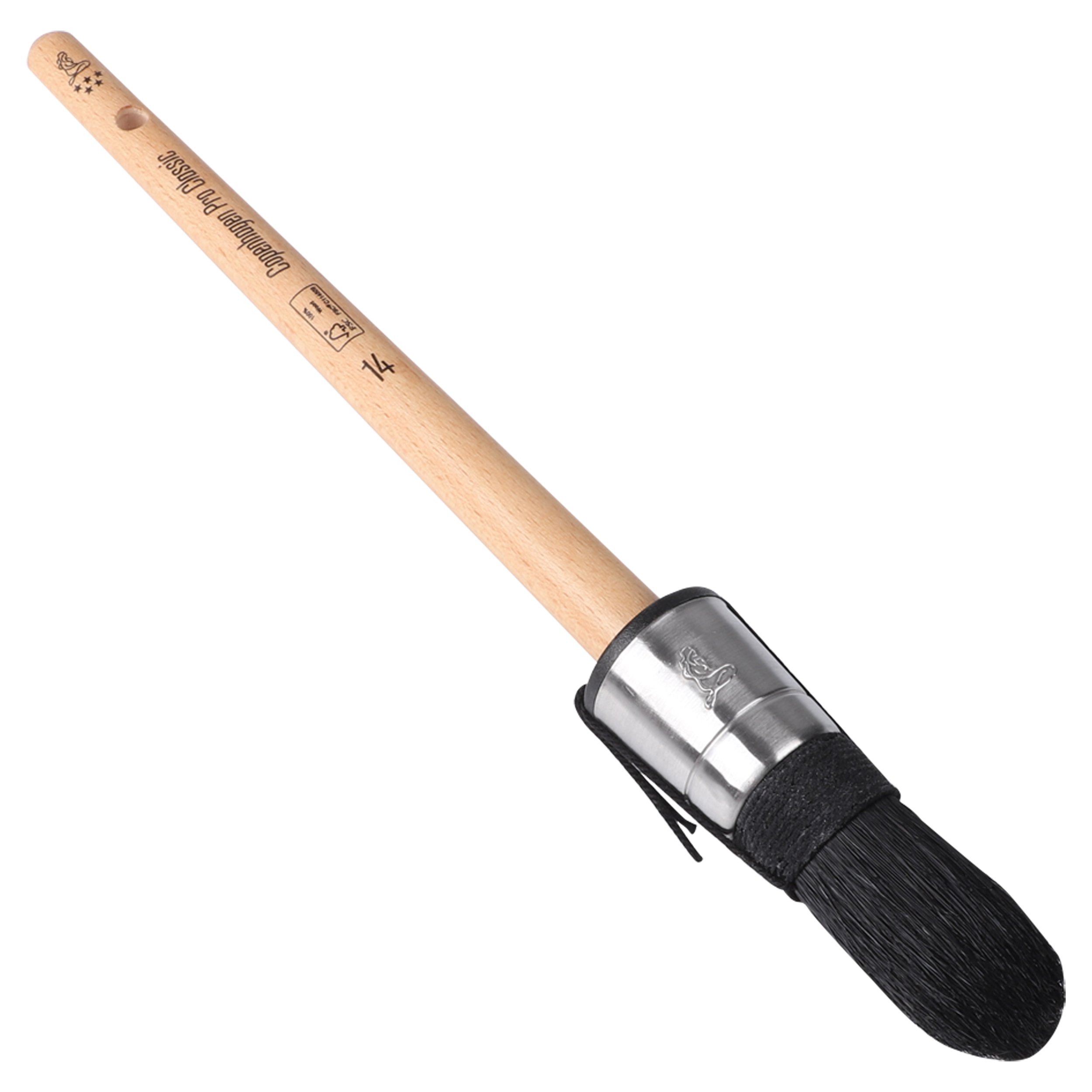 Copenhagen Pro Classic patentpuntkwast - maat 14 - zwart Chinees varkenshaar - FSC houten steel - 23.102.14