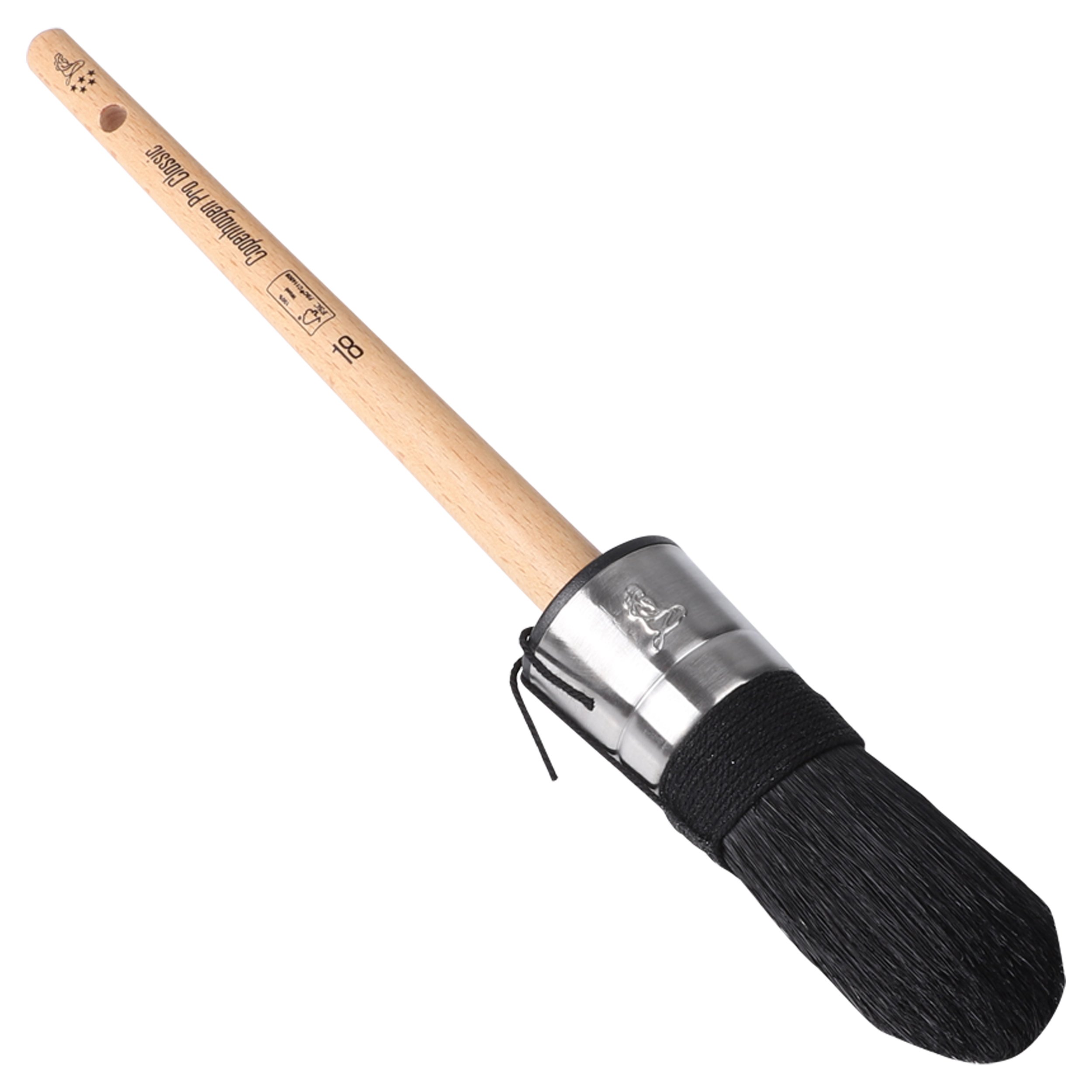 Copenhagen Pro Classic patentpuntkwast - maat 18 - zwart Chinees varkenshaar - FSC houten steel - 23.102.18