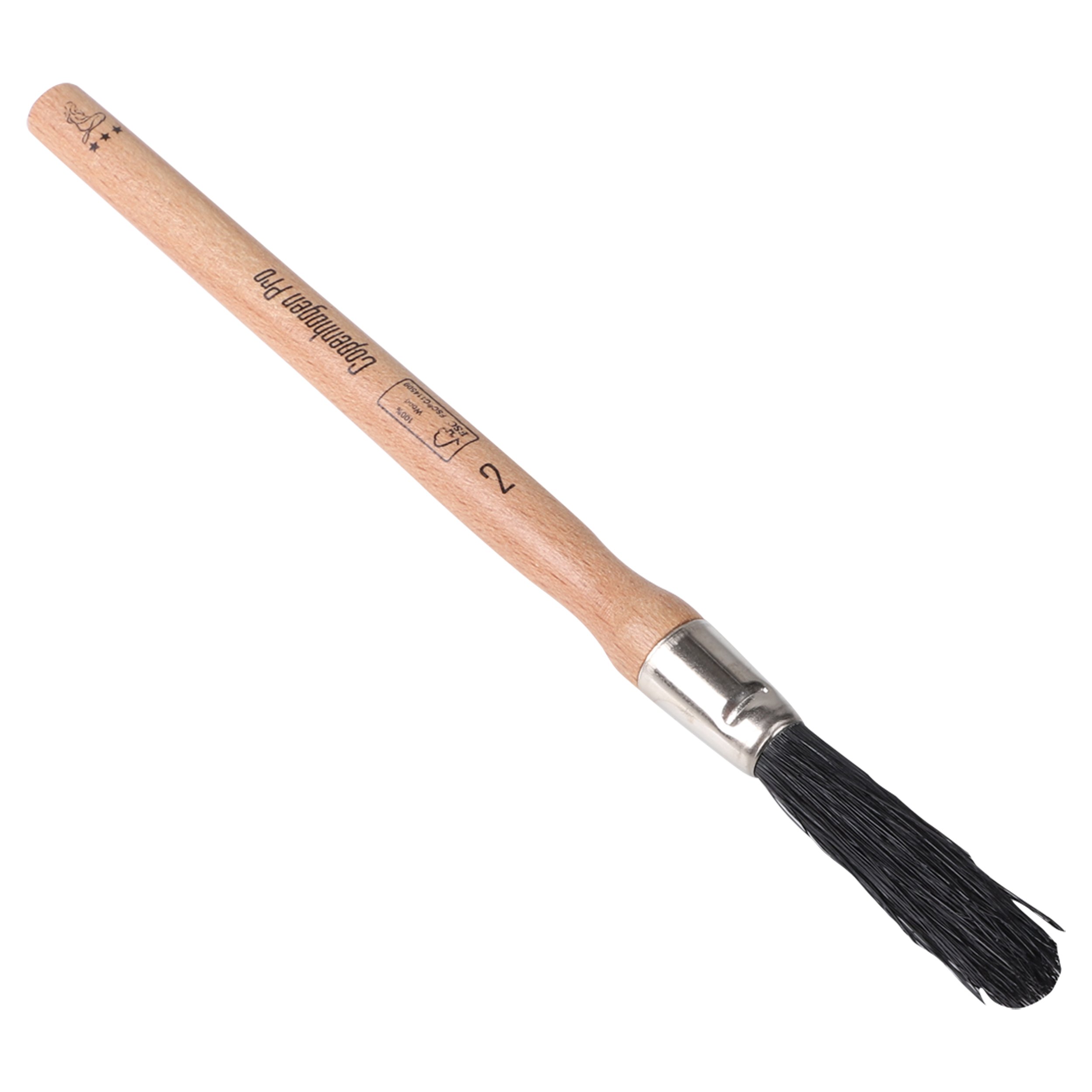 Copenhagen Pro universeel patentkwast - maat 2 - zwart Chinees varkenshaar - FSC houten steel - 23.104.02