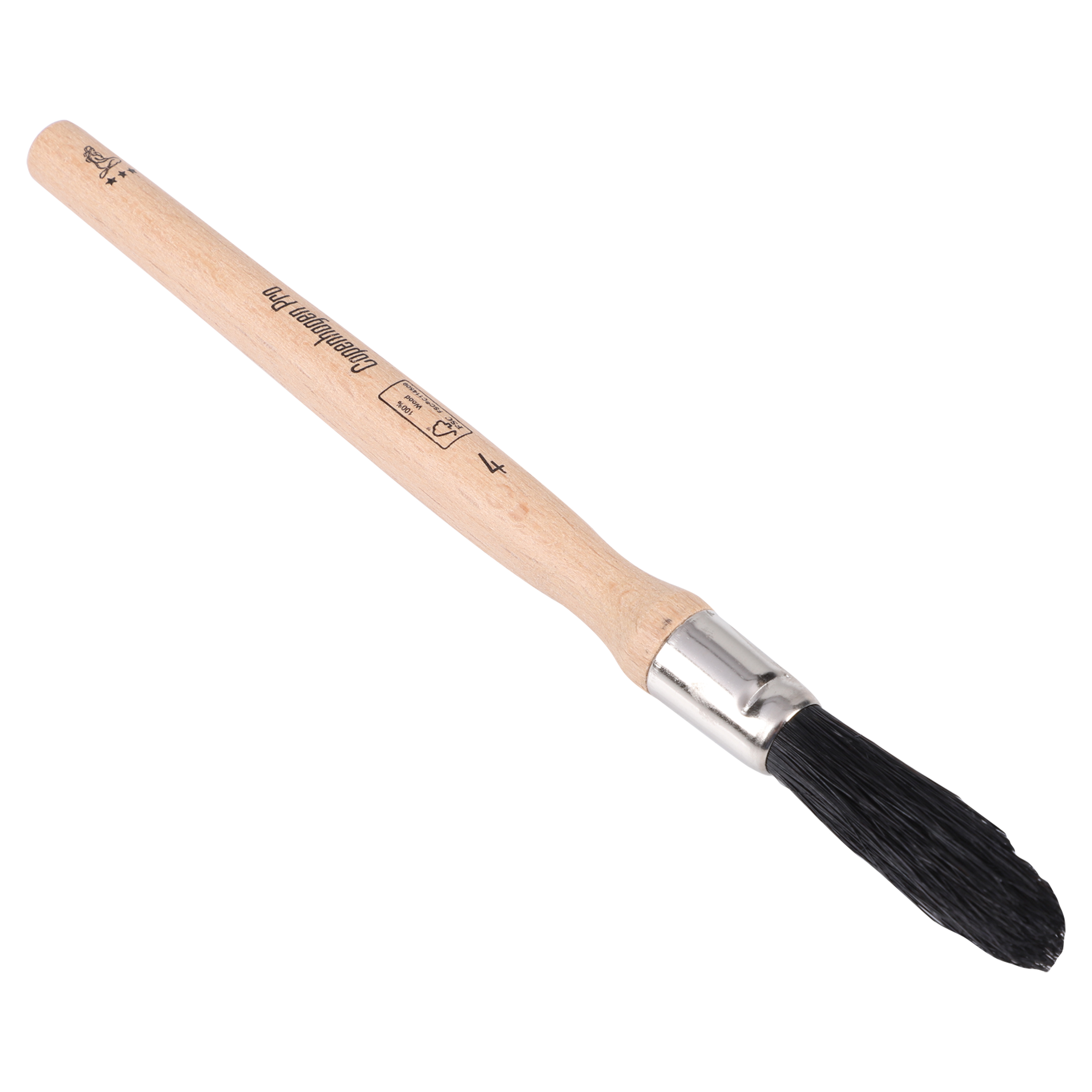 Copenhagen Pro universeel patentkwast - maat 4 - zwart Chinees varkenshaar - FSC houten steel - 23.104.04
