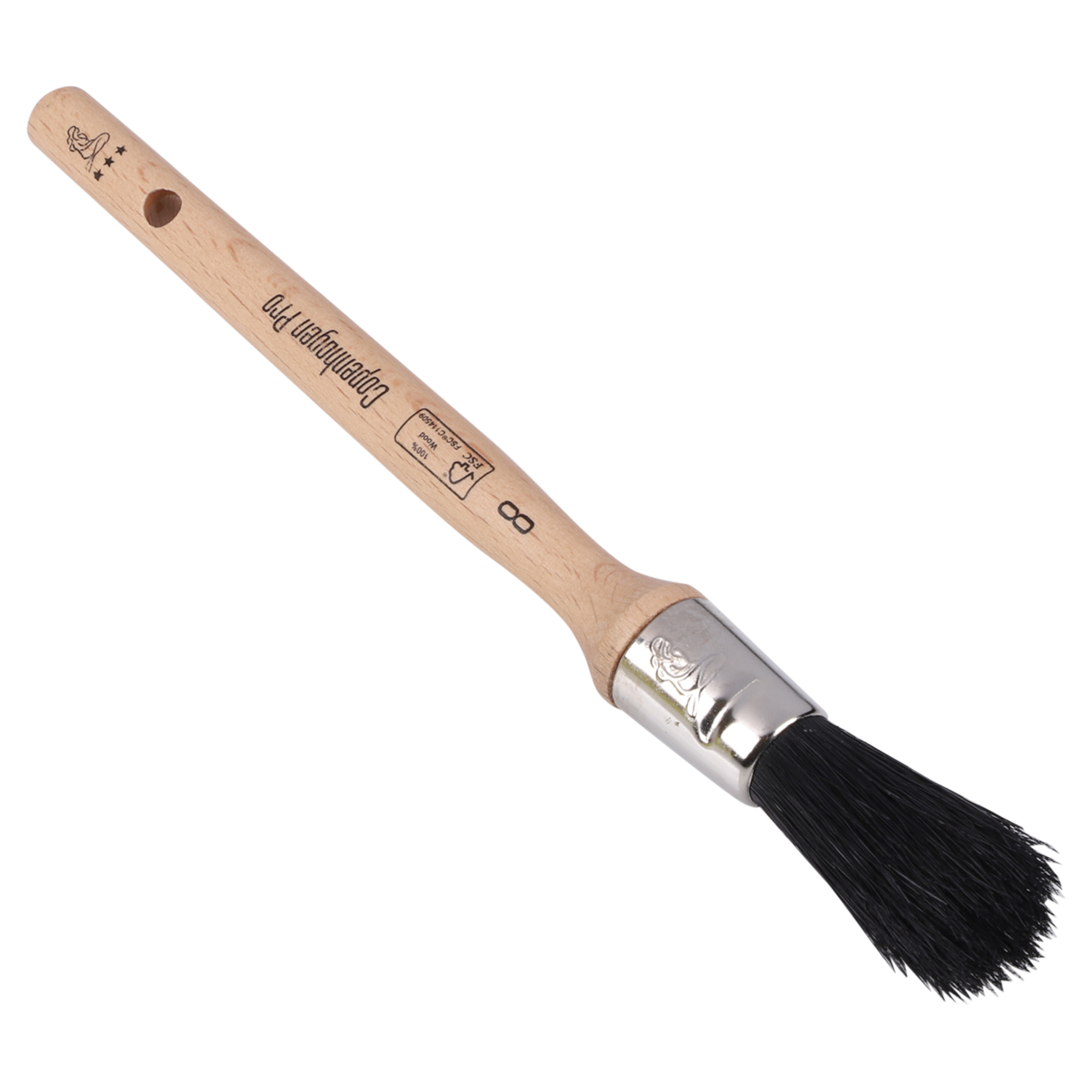 Copenhagen Pro universeel patentkwast - maat 8 - zwart Chinees varkenshaar - FSC houten steel - 23.104.08