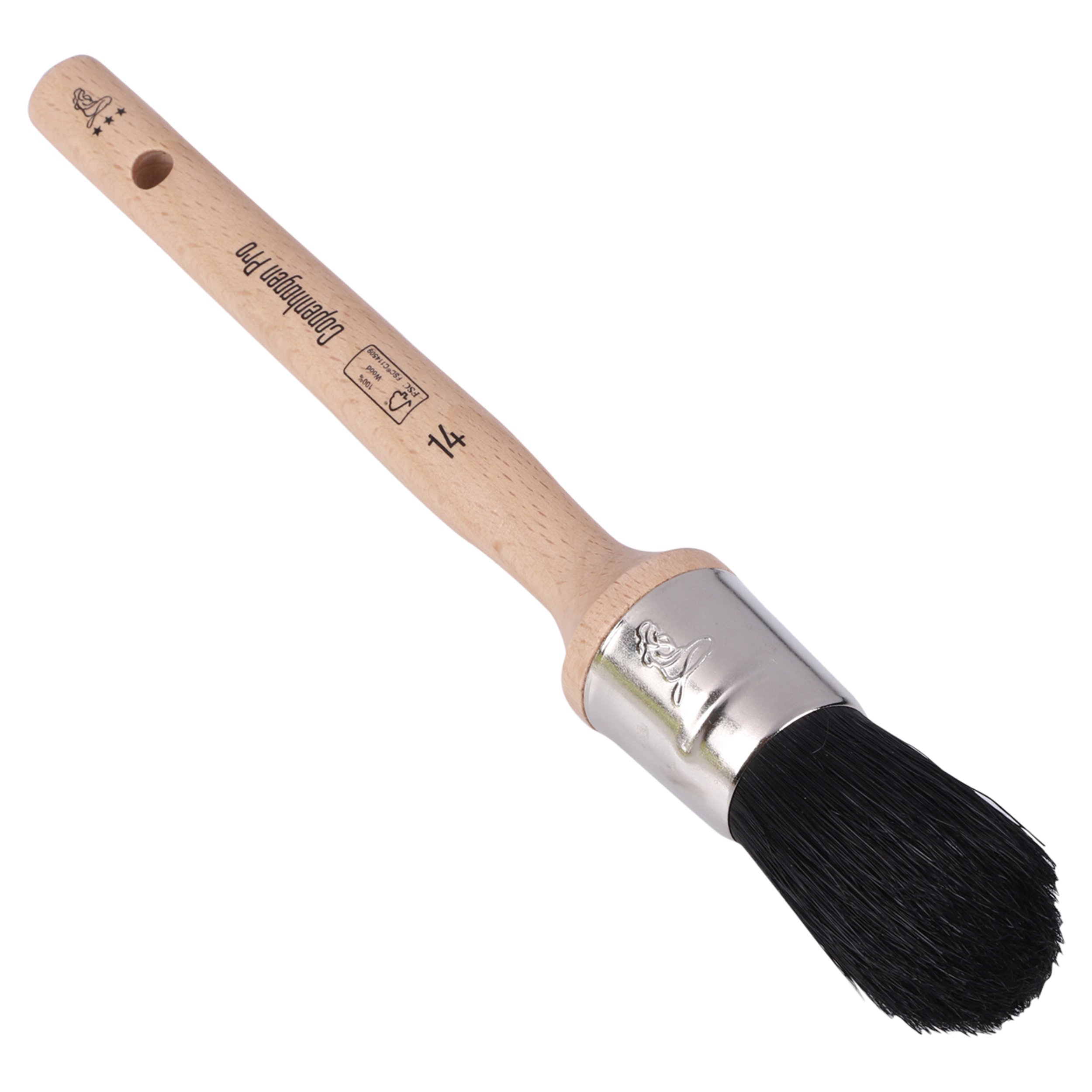 Copenhagen Pro universeel patentkwast - maat 14 - zwart Chinees varkenshaar - FSC houten steel - 23.104.14