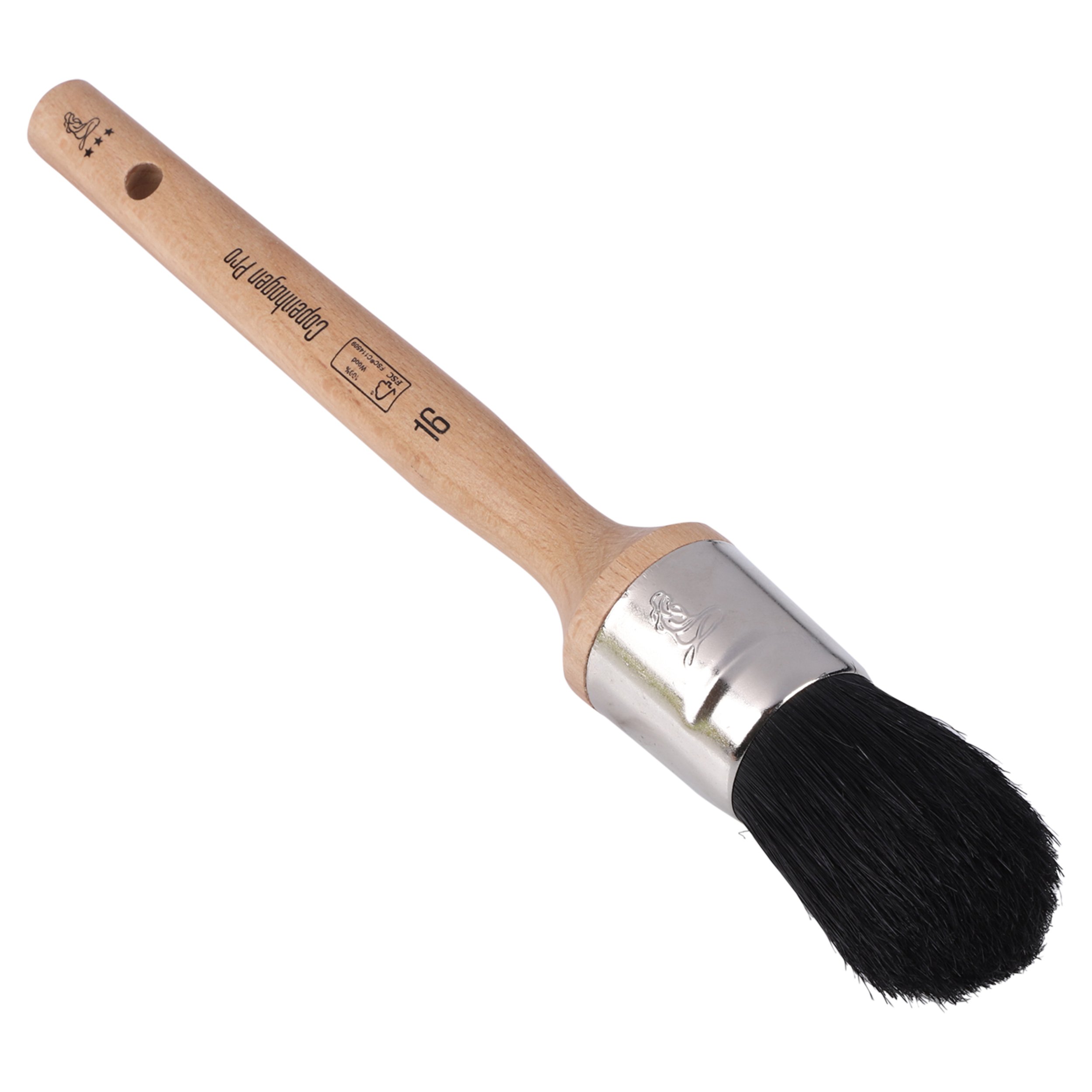 Copenhagen Pro universeel patentkwast - maat 16 - zwart Chinees varkenshaar - FSC houten steel - 23.104.16