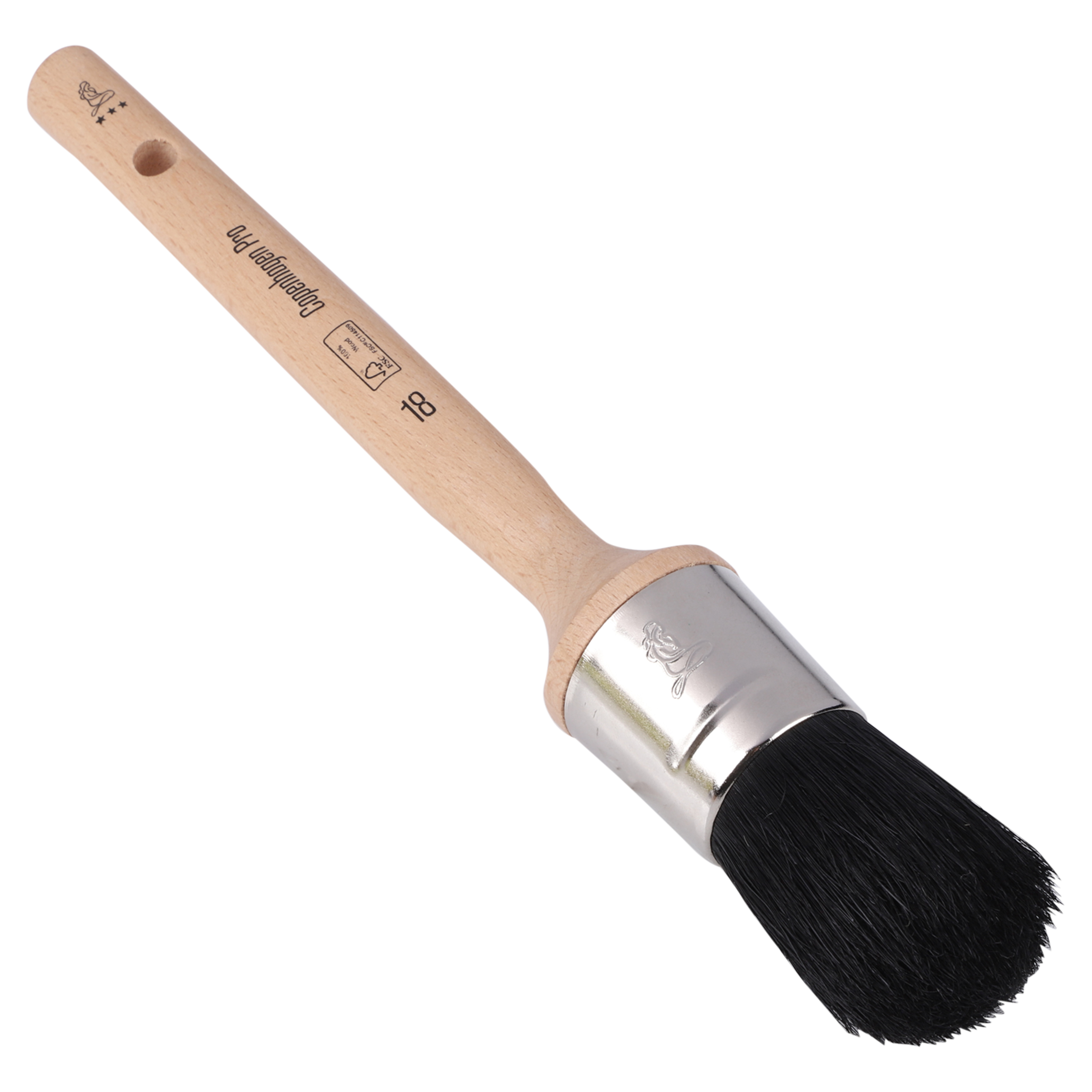 Copenhagen Pro universeel patentkwast - maat 18 - zwart Chinees varkenshaar - FSC houten steel - 23.104.18