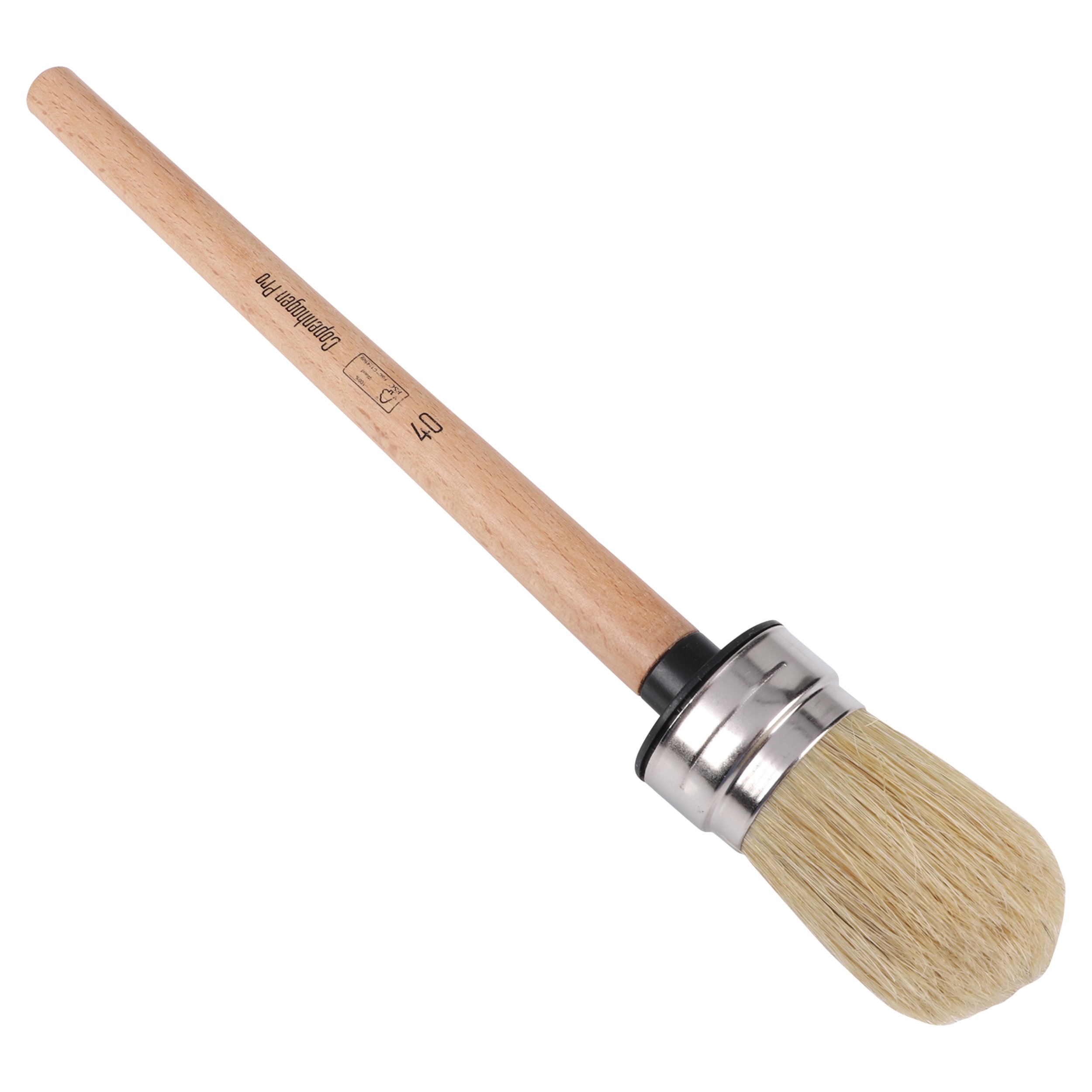 Copenhagen Pro teerkop ronde kwast - maat 40 - wit Chinees varkenshaar - FSC houten steel - 23.129.40