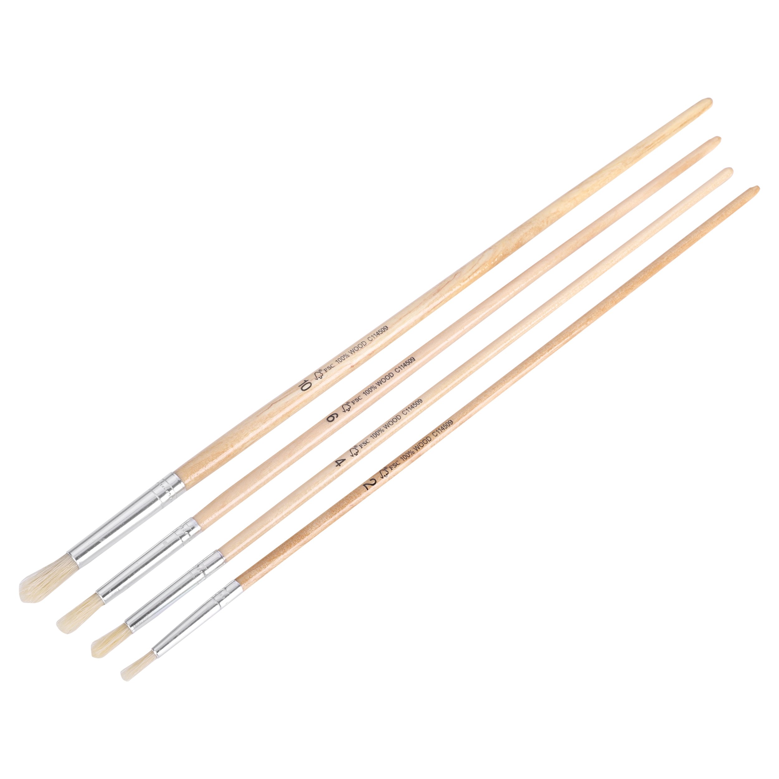 Copenhagen Pro ronde lyonpenselen set - maat 2-4-6-10 - wit Chinees varkenshaar - FSC gelakte houten steel - 4-delig - 23.149.50
