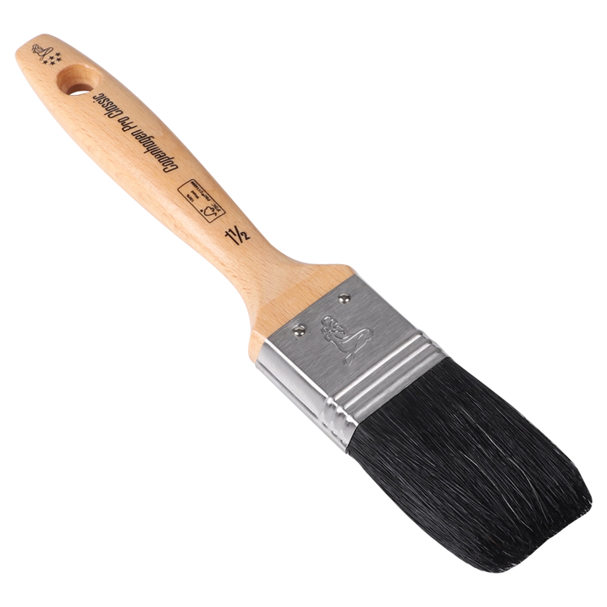 Copenhagen Pro Classic platte kwast - maat 1.5 - zwart Chinees varkenshaar - FSC houten steel - 23.202.15