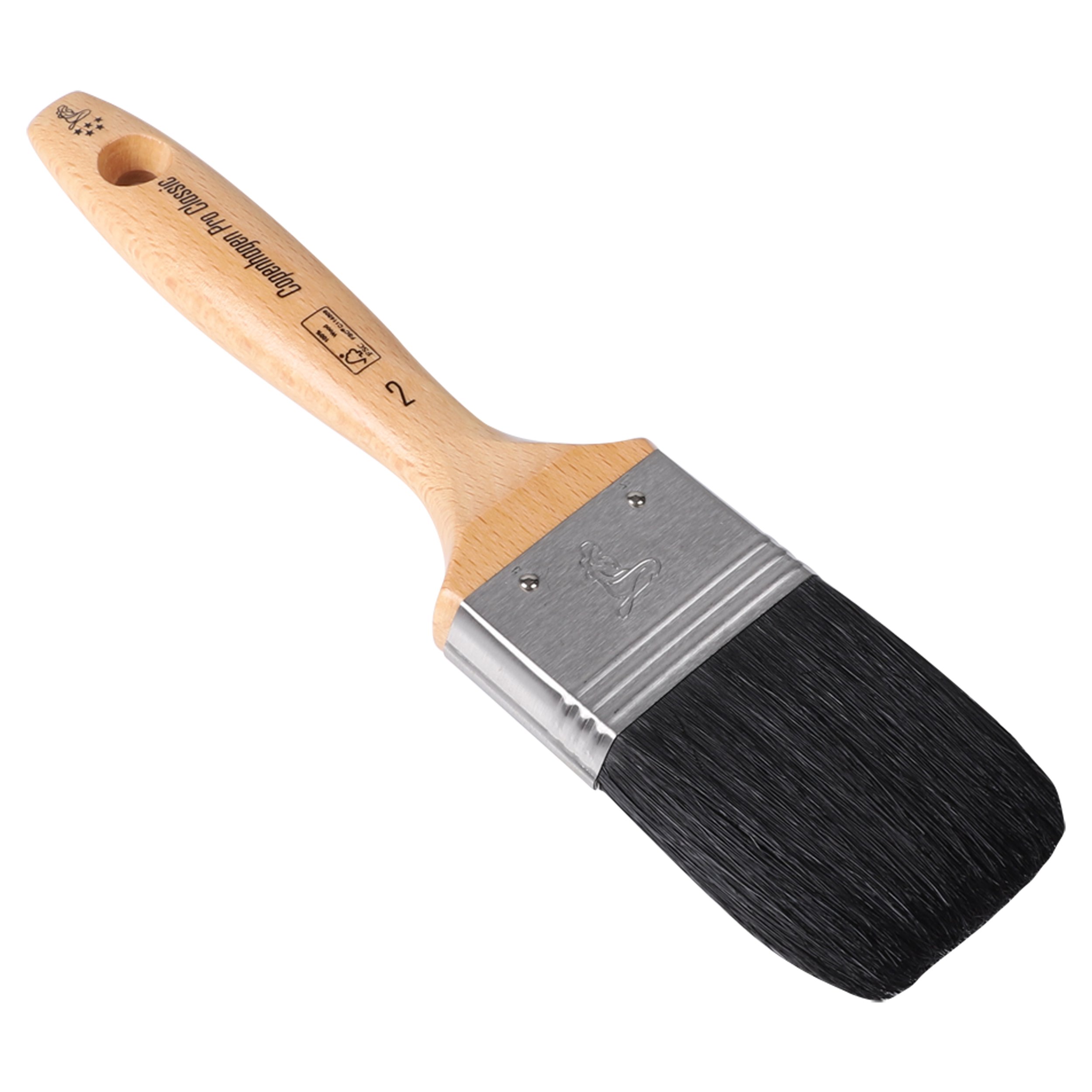 Copenhagen Pro Classic platte kwast - maat 2 - zwart Chinees varkenshaar - FSC houten steel - 23.202.20