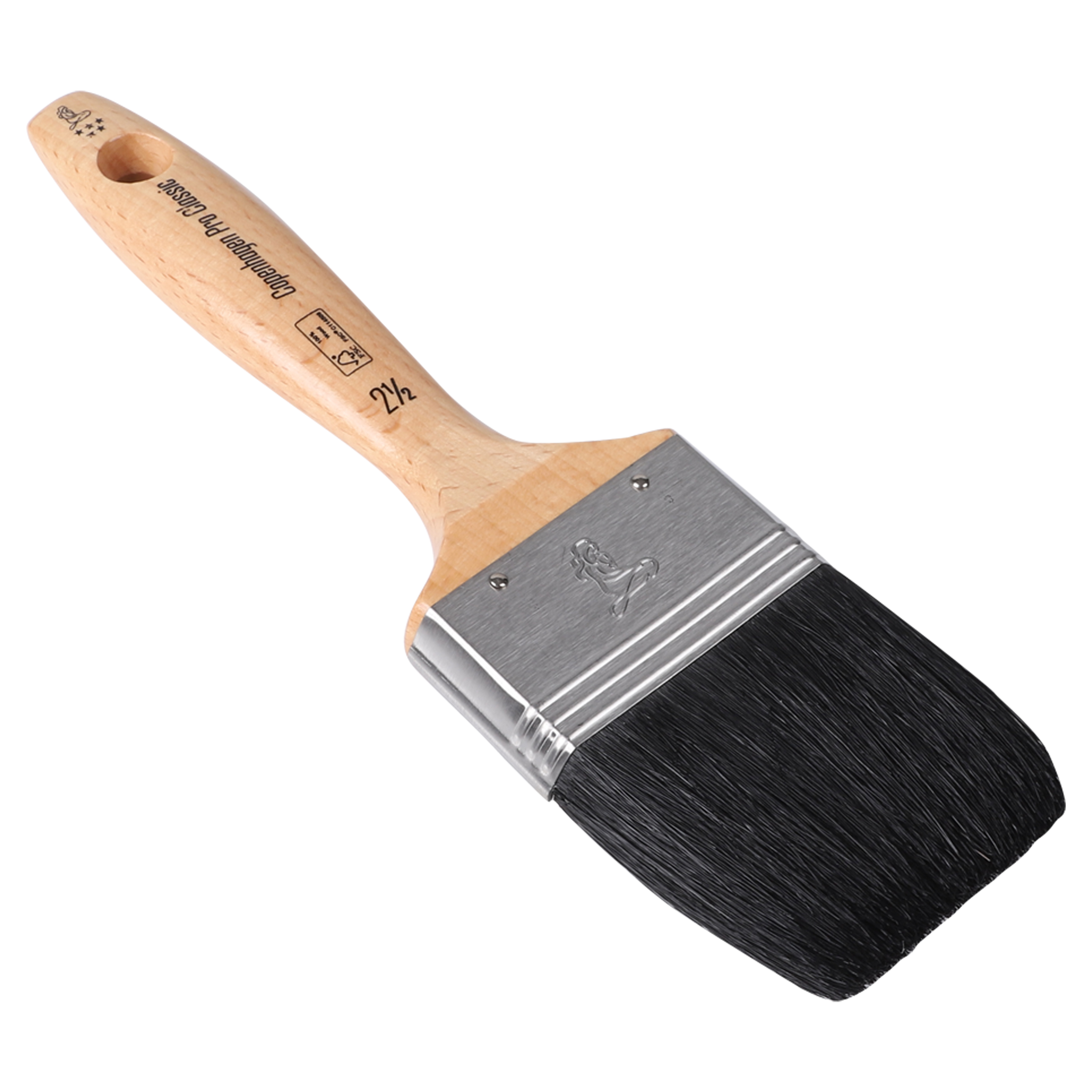 Copenhagen Pro Classic platte kwast - maat 2.5 - zwart Chinees varkenshaar - FSC houten steel - 23.202.25