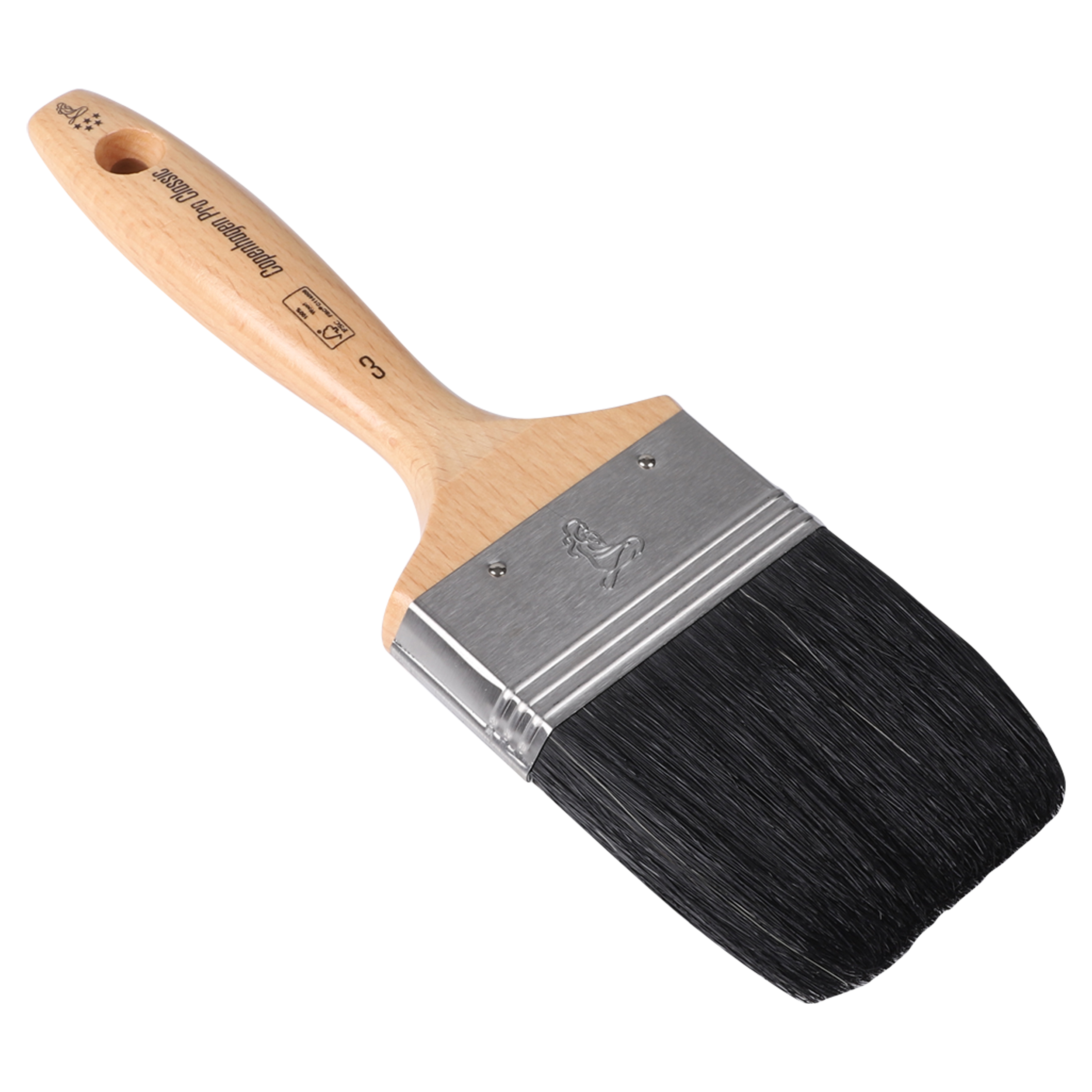 Copenhagen Pro Classic platte kwast - maat 3 - zwart Chinees varkenshaar - FSC houten steel - 23.202.30