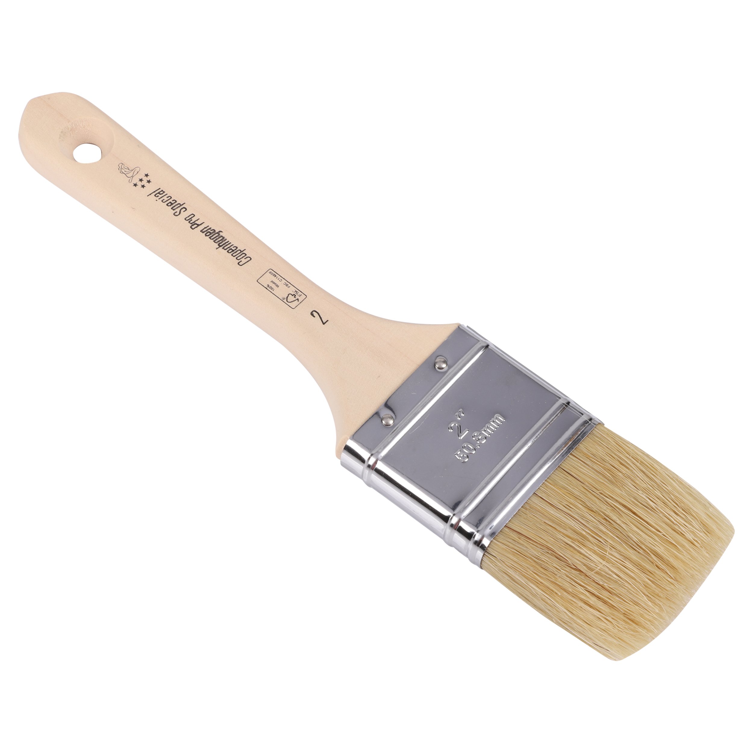 Copenhagen Pro Special 2-componenten kwast - maat 2 - wit Chinees varkenshaar - FSC houten steel - 23.206.20
