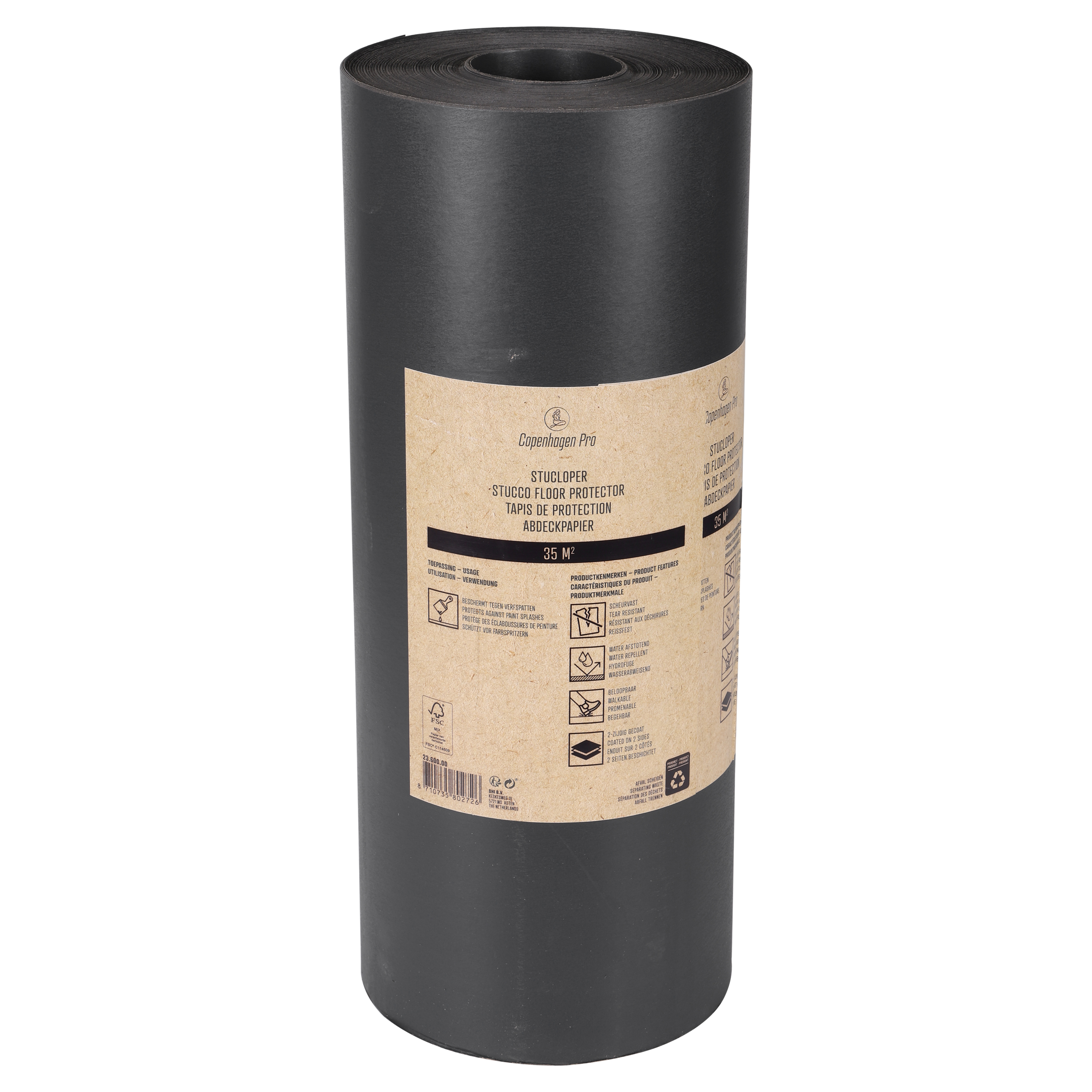 Copenhagen Pro stucloper - FSC - scheurvast - 2-zijdig gecoat - grijs - 55 cm x 63 meter