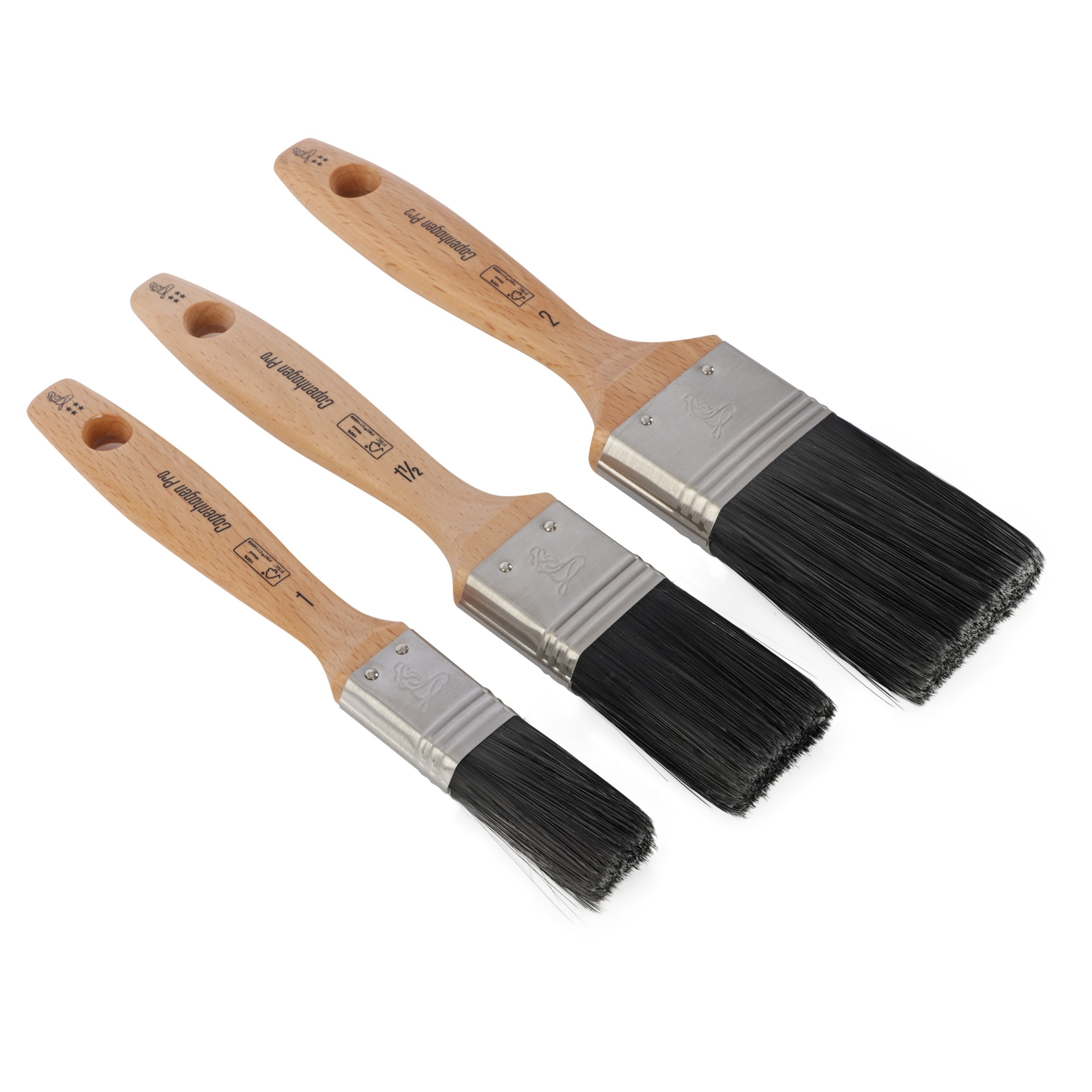 Copenhagen Pro Krex kwastenset - plat - 3-delig - voor alle verfsoorten - 1, 1.5 en 2 inch