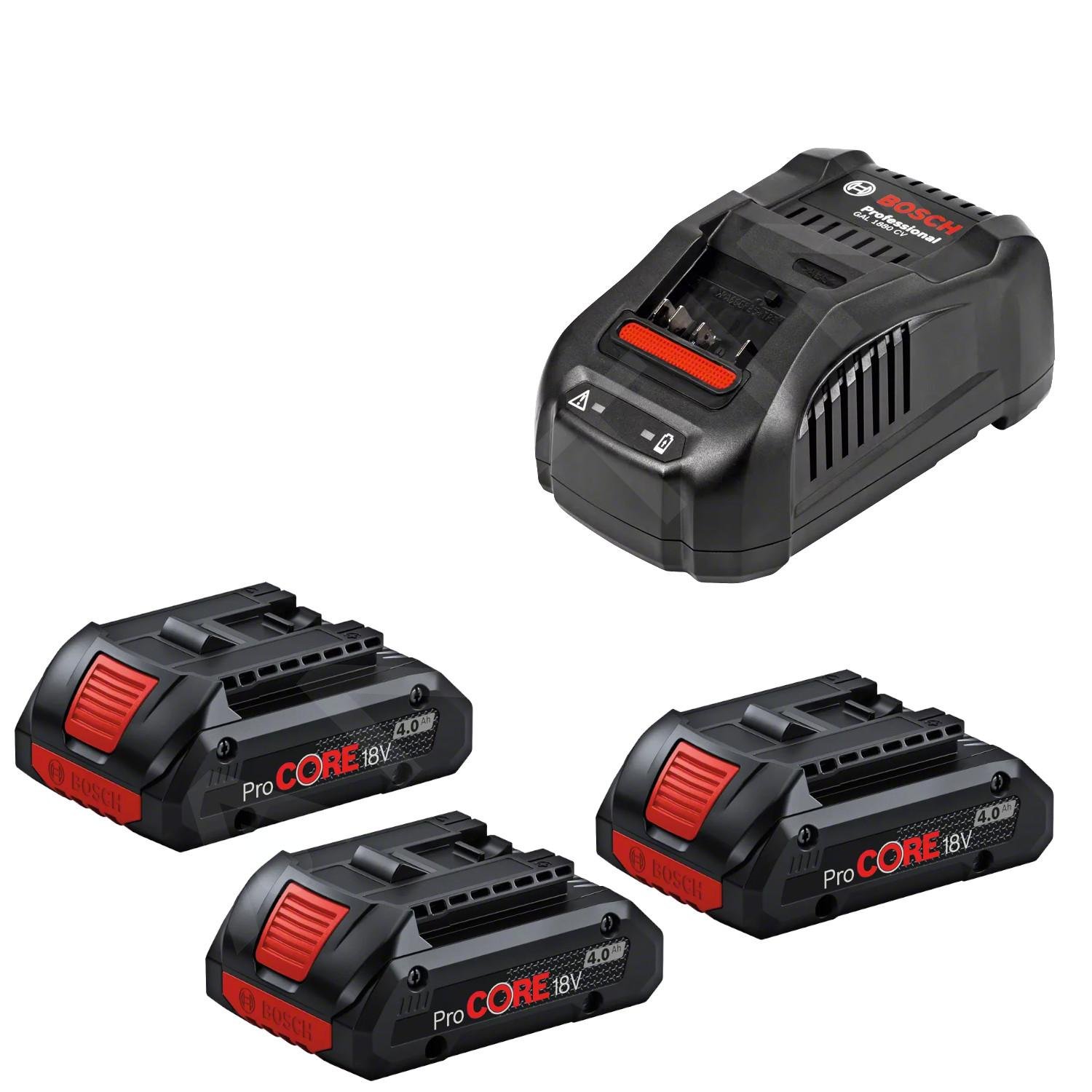 Bosch Blauw ProCORE18V 4.0Ah Starter Set (3x PC 18V 4.0Ah + GAL 1880) - 0615990N2G