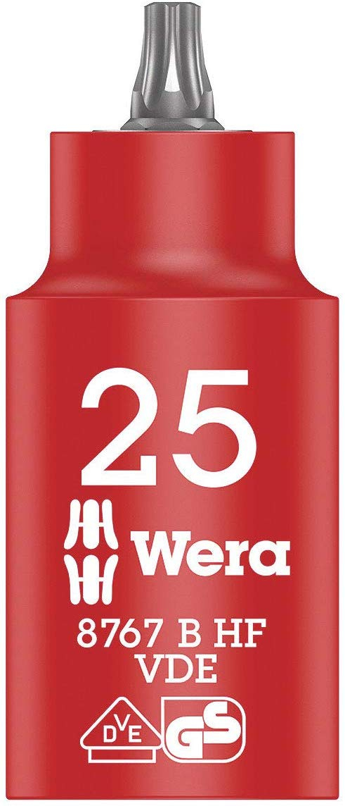 Wera 8767 B VDE HF TORX® Zyklop Bitdop, geïsoleerd, met 3/8"-aandrijving, met vasthoudfunctie, TX 25 x 55 mm - 05004921001