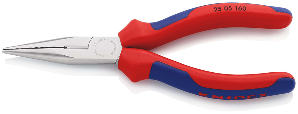 Knipex Platspitse Tang met Zijsnijder (Radiotang) | 160 mm Lengte | Meer-Componentengrepen | Verchroomd - 25 05 160 SB