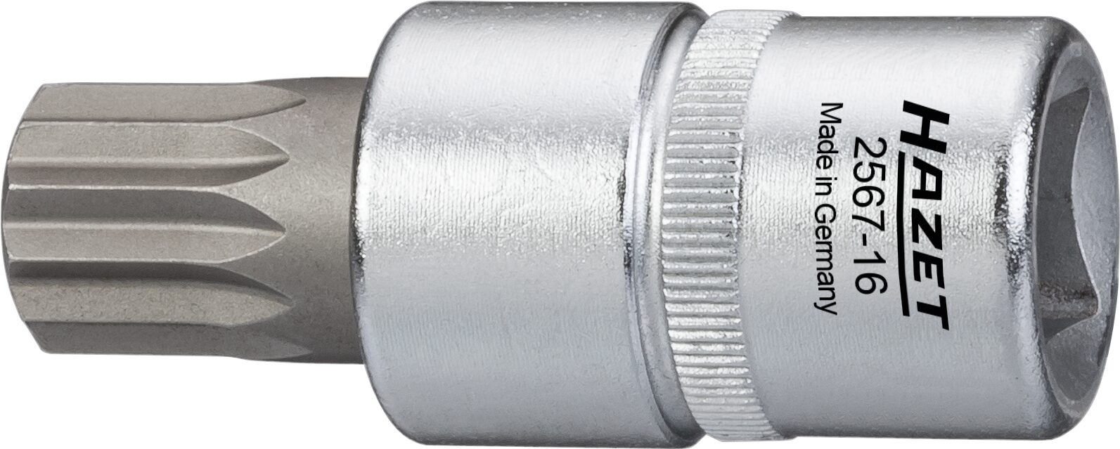 HAZET Olieservice-dopsleutelbit 2567-16 · 1/2 inch (12,5 mm) vierkant hol · Binnenveeltandprofiel XZN met tap · SW M16